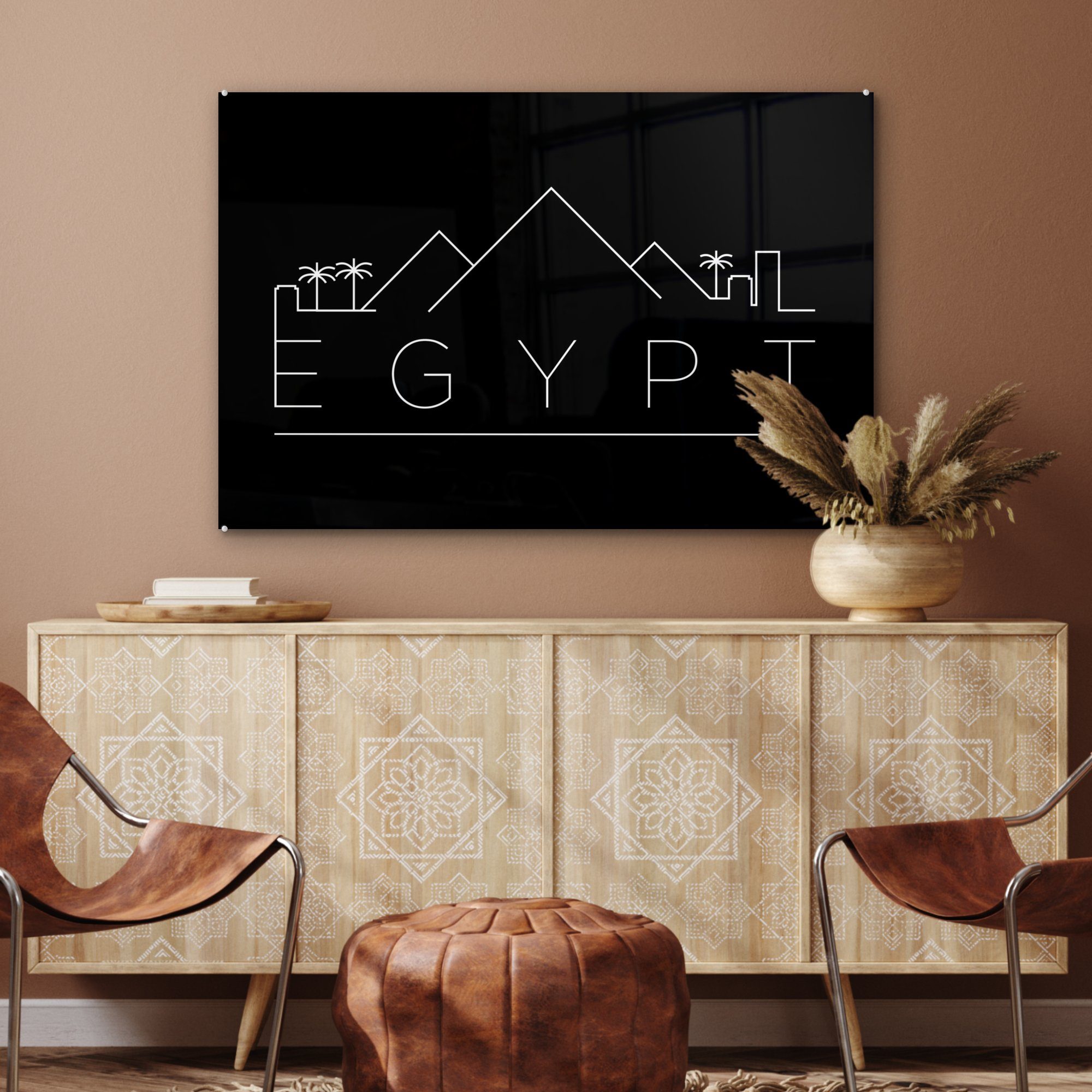 Skyline "Ägypten" & Hintergrund, Acrylglasbilder schwarzem MuchoWow Wohnzimmer auf St), Schlafzimmer (1 Acrylglasbild