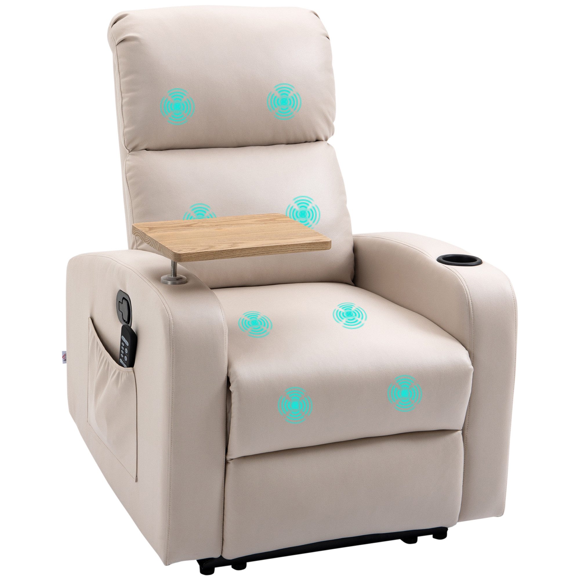 BAYMATE Massagesessel Massagesessel Relaxsessel Liegesessel, 1 Klapptisch (1 Fußstütze; 77 cm x 93 cm x 105 cm, Beige)