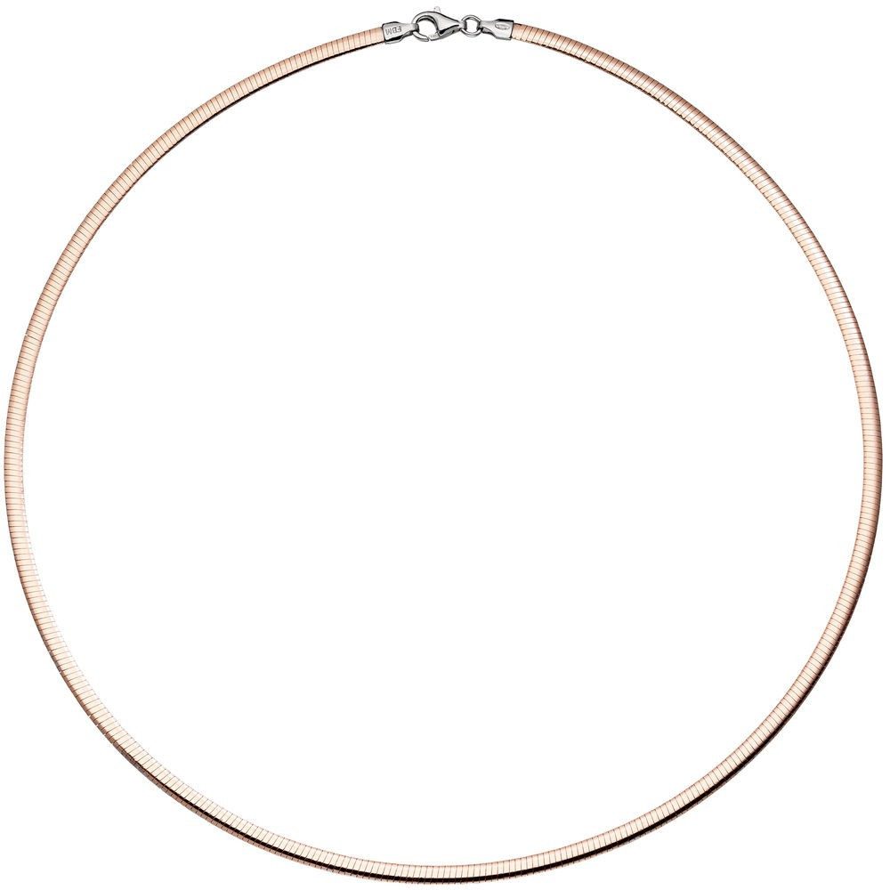 Schmuck Krone Halsreif 3mm Wende-Omegareif aus 925 Silber mit Muster, 45cm, Silber 925