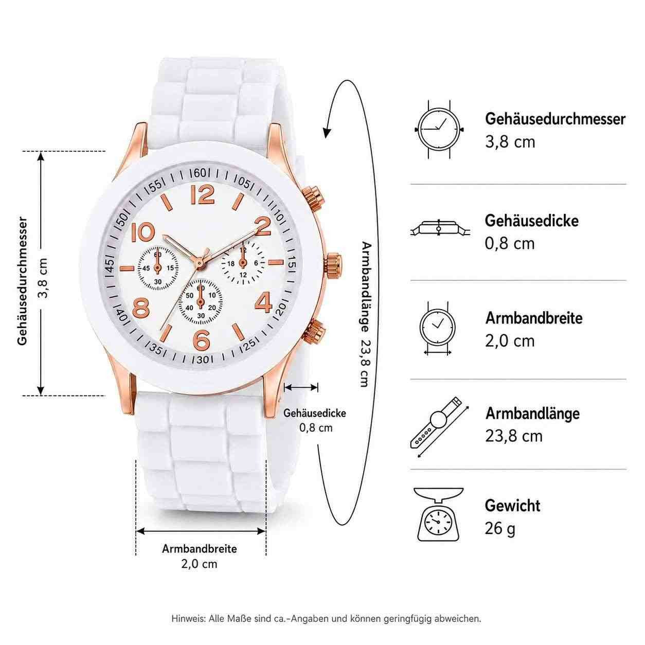 Taffstyle Quarzuhr Damen Uhr Silikon Armbanduhr Chrono Look Roségold leicht elegant, (Modische Damenarmbanduhr mit weichem Silikonarmband, roségoldfarbenen Deta – Bild 4 von 5