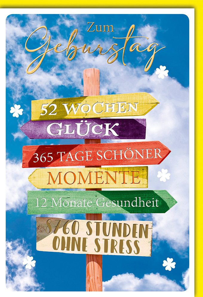 Grußkarten Geburtstag - Glückwunschkarte im Format 11,5 x 17 cm - Wegweiser
