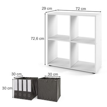 Vicco Raumteiler Standregal Bücherregal TETRA 4 Fächer Weiß inkl. Faltboxen