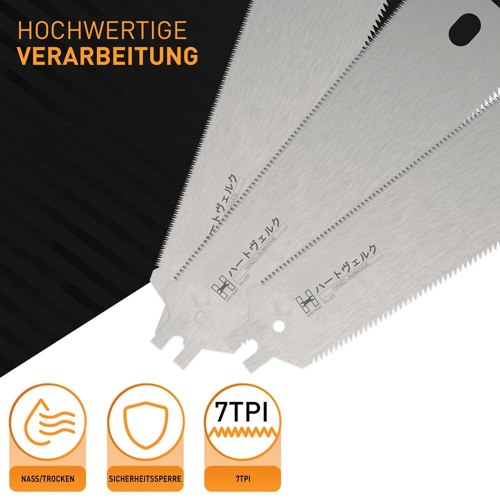 Hardtwerk® Sägeblatt Ryoba Säge, für vielseitige Schnittmöglichkeiten - fein und grob