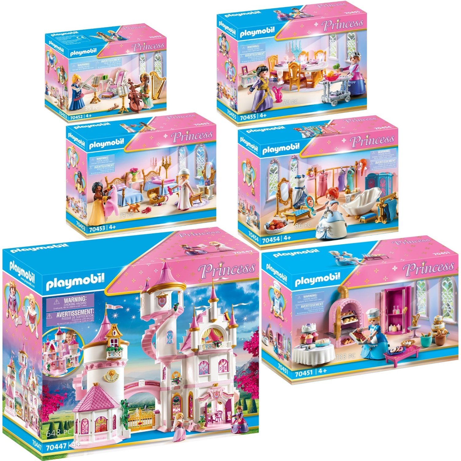 Playmobil® Spielbausteine 70447-51-2-3-4-5 Princess 6er Set  Prinzessinnenschloss + 5 Zimmer