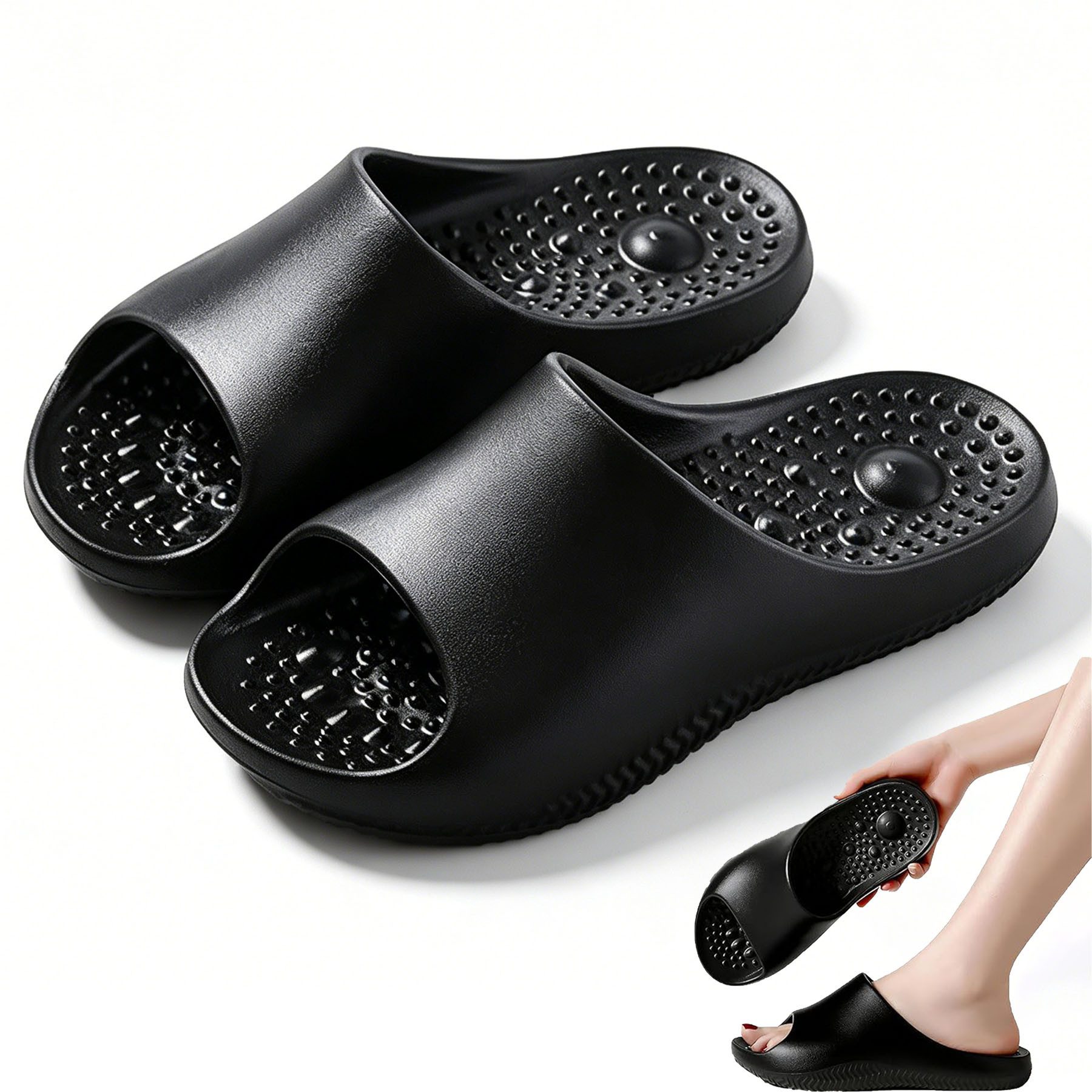 Mutig Badeschuhe Herren Damen,Original EVA Badeschlappen,weich & bequem Hüttenschuhe (Besonders weiches Material mit rutschfester Sohle,Bequem zu tragen, Wolkenweiches Tragegefühl,Slippers für Badezimmer,Perfekte Wahl) Hüttenschuhe Damen Herren Duschpantoffeln Casual Hausschuhe Hausschuh