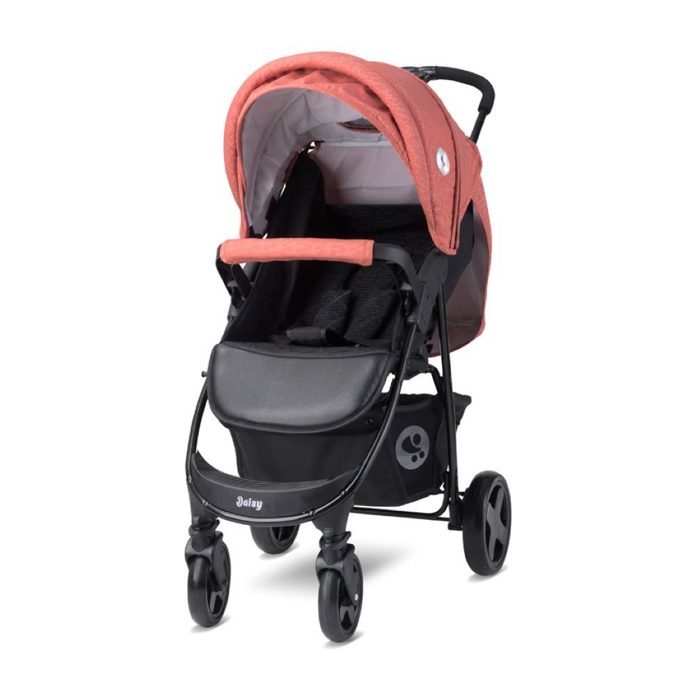 Lorelli Kombi-Kinderwagen Kinderwagen Babyschale in Basic Daisy 1, orange Fußabdeckung Korb 2 Wickeltasche