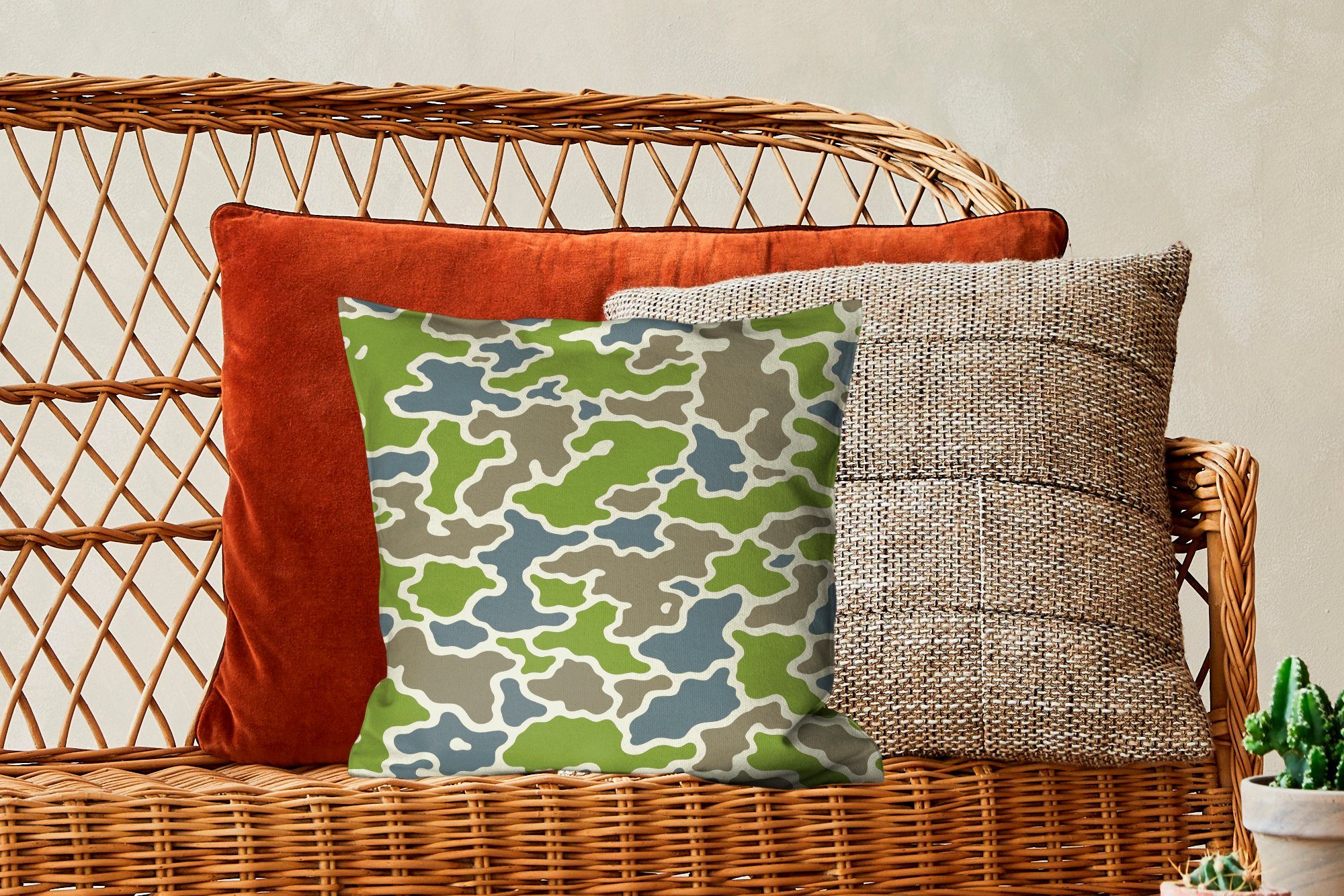 Sofakissen Füllung Camouflage-Muster, Deko, für Dekokissen Zierkissen MuchoWow mit Schlafzimmer, Wohzimmer, Grünes