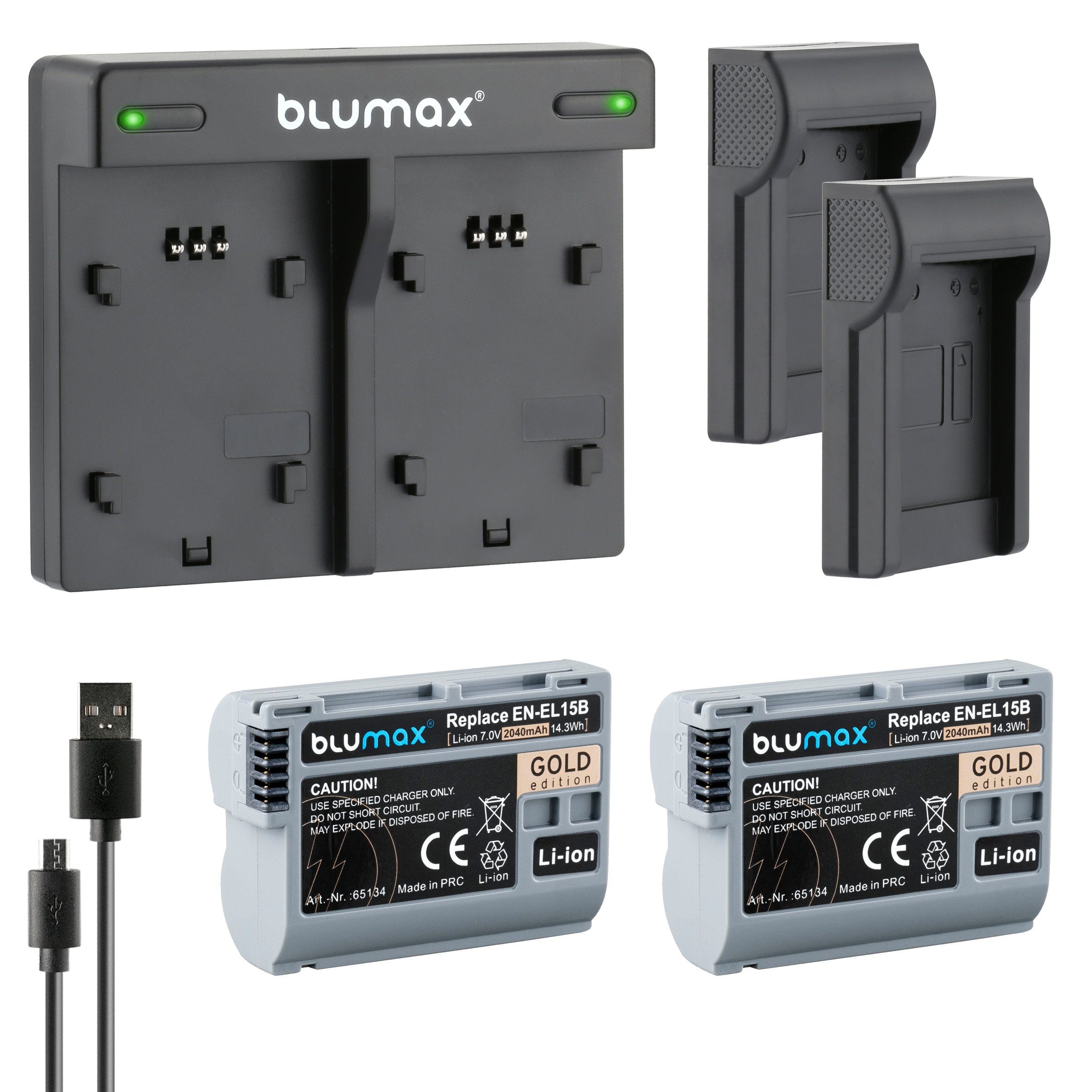 Blumax Set mit Lader für EN-EL15B A/B/C Z5,5,6,7 2040 mAh Kamera-Akku