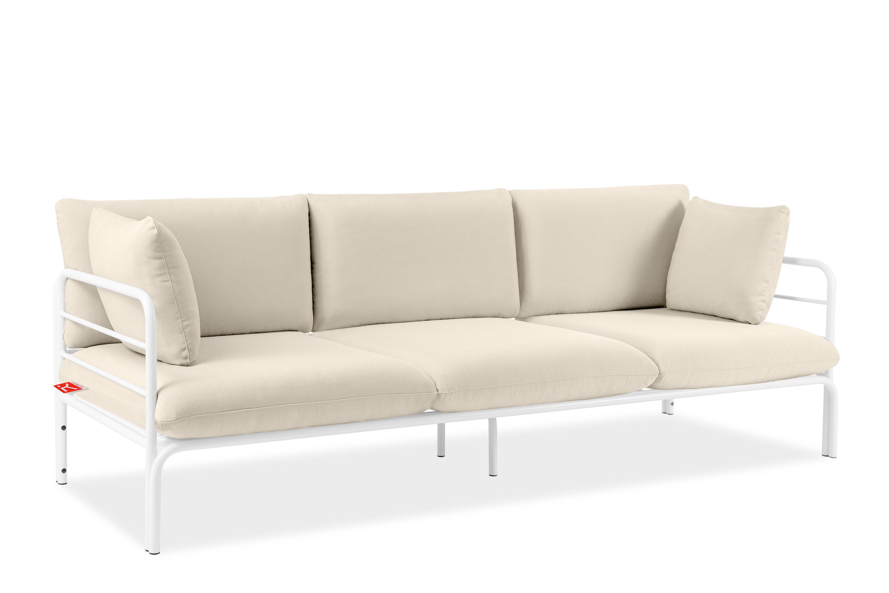 KONSIMO® Loungesofa RAMBE Sofa 3-Personen, Superrobuste Bezugsstoffe, Gartensofa, lackierter Stahlrahmen, hergestellt in der EU