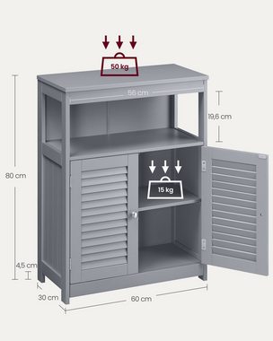 VASAGLE Badkommode Badezimmerschrank, mit offenem Fach, mit 2 Türen