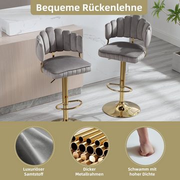 OKWISH Barhocker Barhocker 2er-Set, Drehhocker Barstühle (mit Fußstütze für Küche und Esszimmer), Drehbare Barhocker-Set, verstellbaren Tresenstühlen