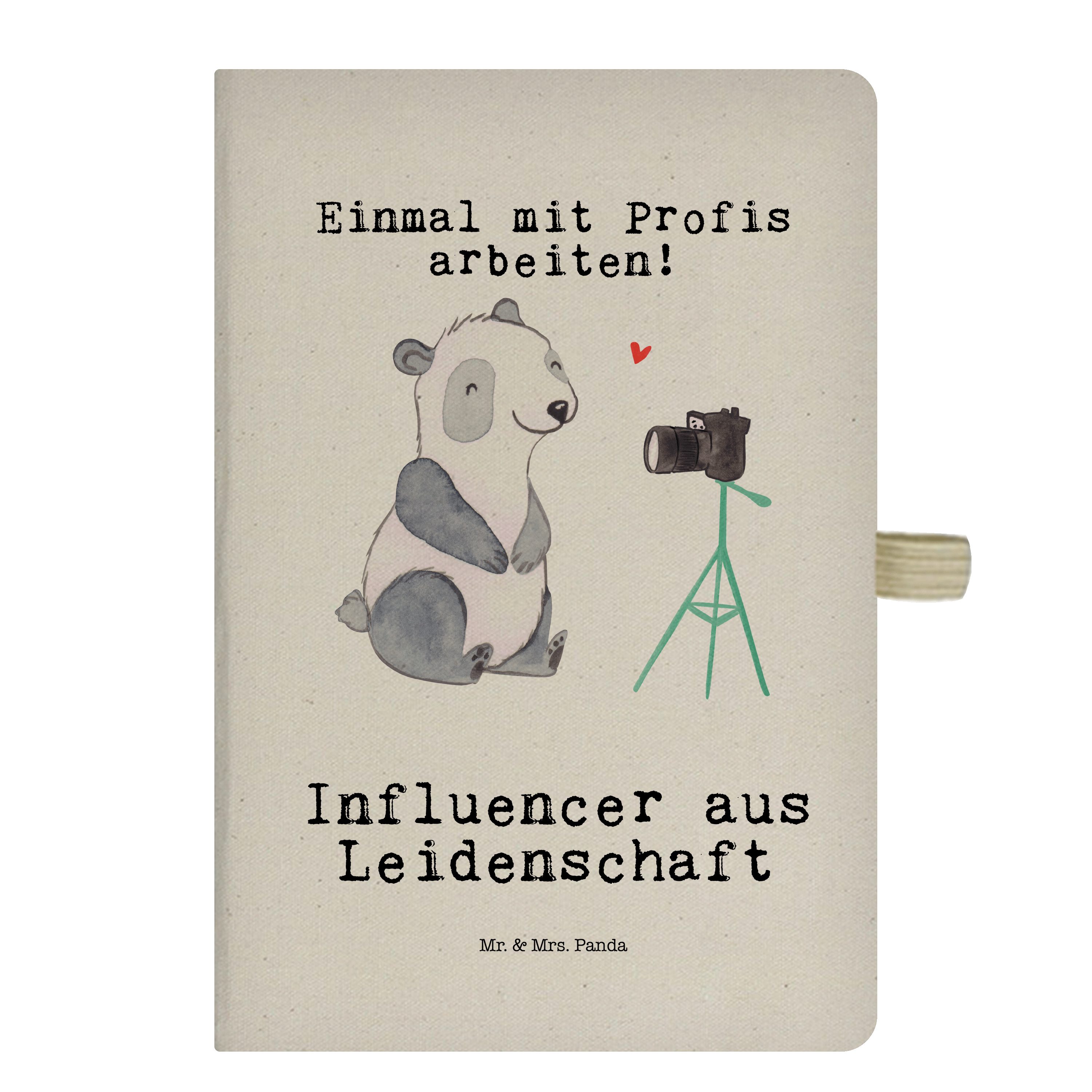 Mr. & Mrs. Panda Notizbuch Influencer aus Leidenschaft - Transparent - Geschenk, Kollege, Notizh Mr. & Mrs. Panda