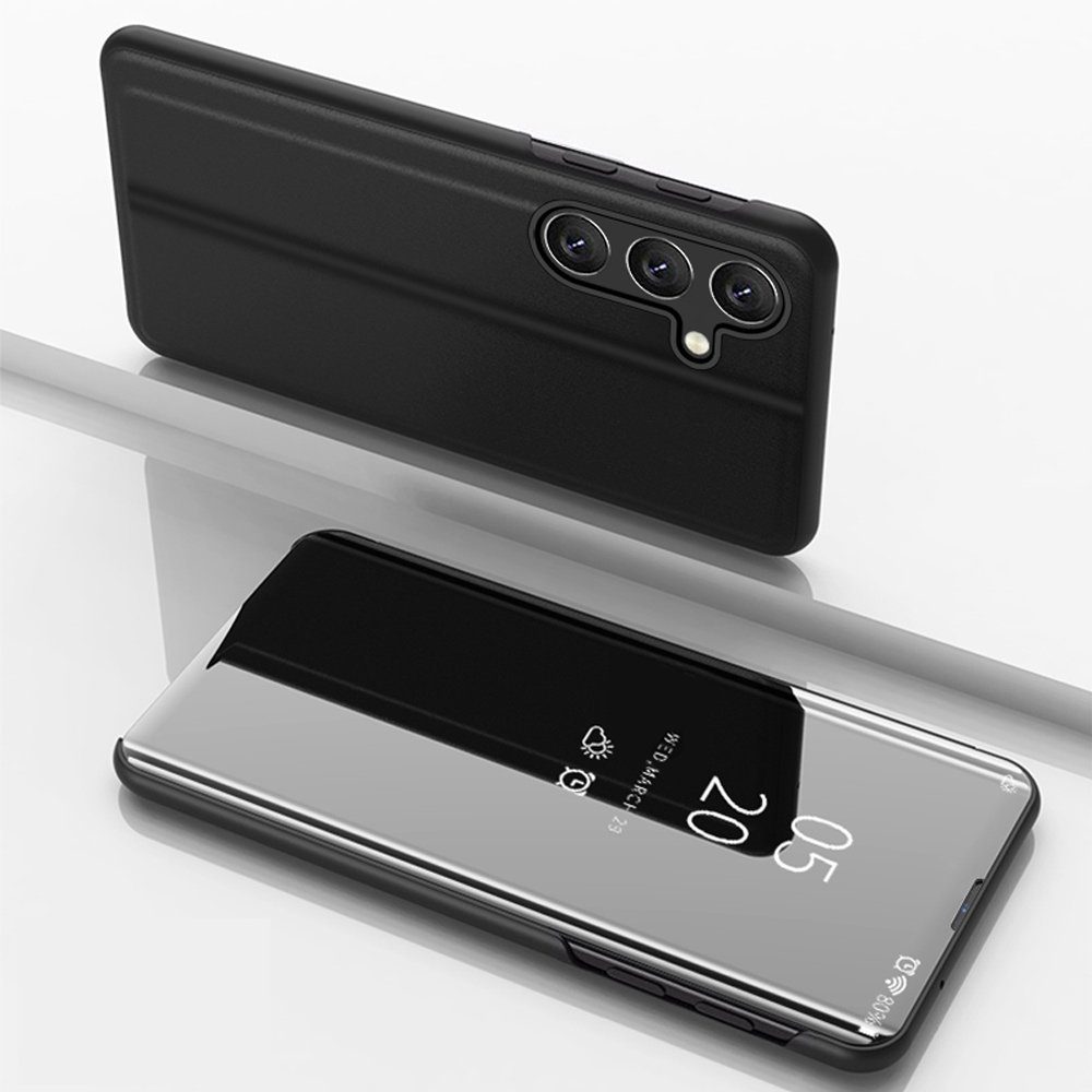 FITSU Handyhülle Spiegel Hülle für Samsung Galaxy S24 FE Handytasche 6,7 Zoll, Schlanke Klapphülle, elegantes Flipcase, Handyhülle mit Standfunktion