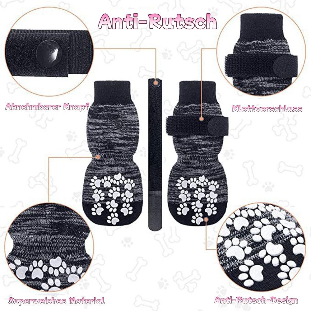 Ledander Pfotenschutz 2 Paar Indoor Anti-Rutsch Socken für Hunde und Katzen Pet Socken, (Anti Rutsch Pfotenschutz und Traktion Dank Silikon-Gel), für Kleine-Mittlere Tiere