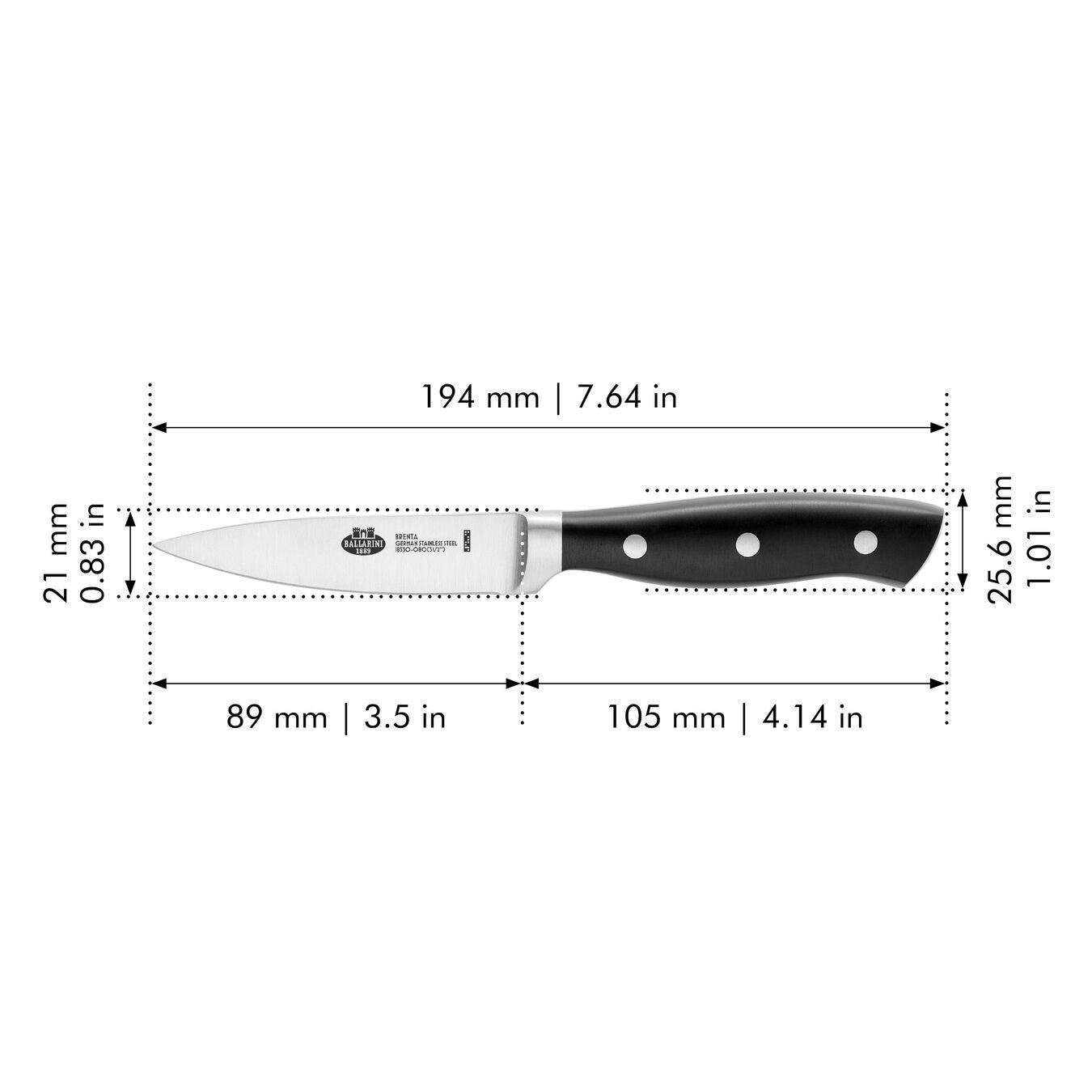 BALLARINI Spickmesser BALLARINI Brenta Spick & Garniermesser Küchenmesser 9 cm