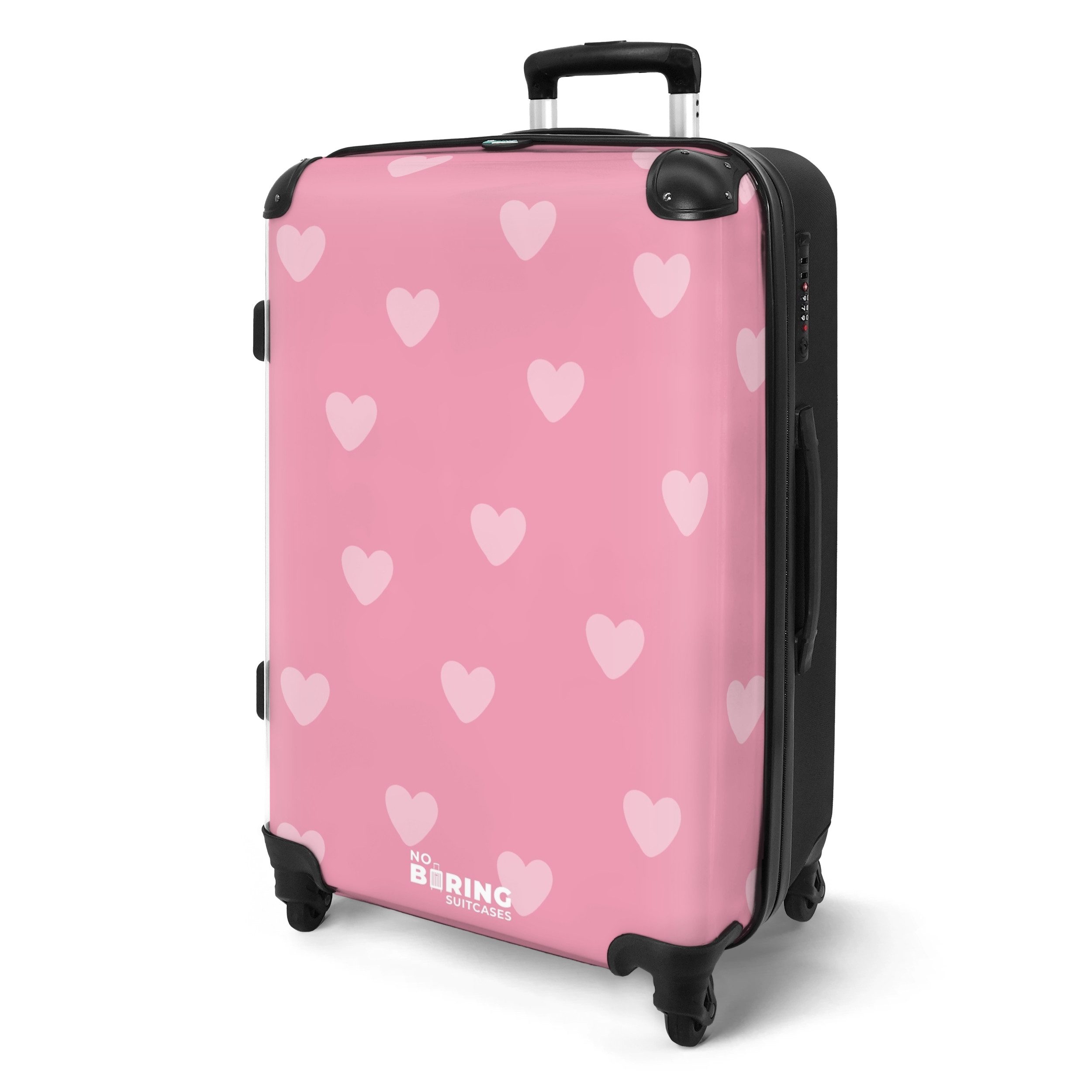 NoBoringSuitcases.com© Hartschalen-Trolley Herzen - Rosa 67 günstig online kaufen