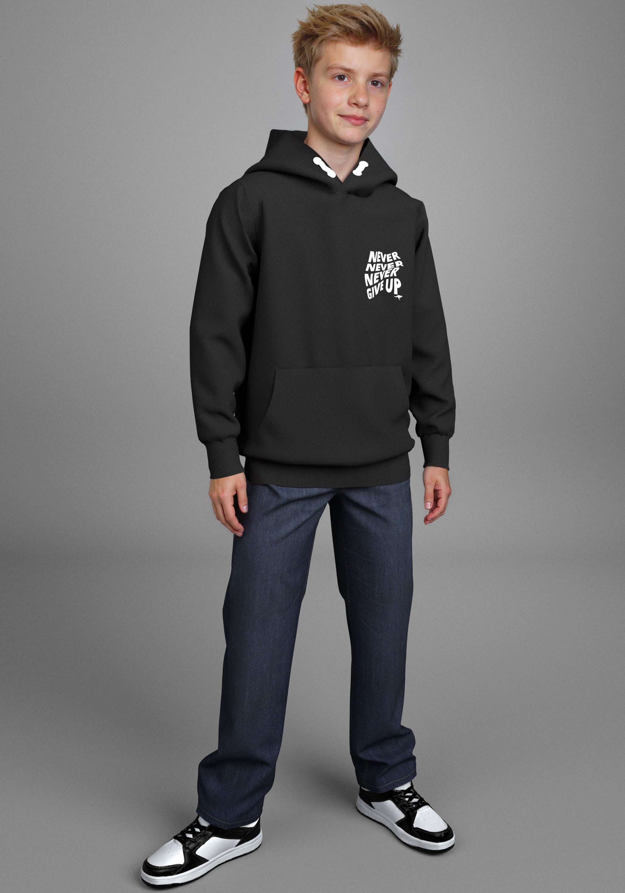 KangaROOS Kapuzensweatshirt Spruch: NEVER GIVE UP Sweatshirt mit großem Rückendruck – Bild 4 von 5