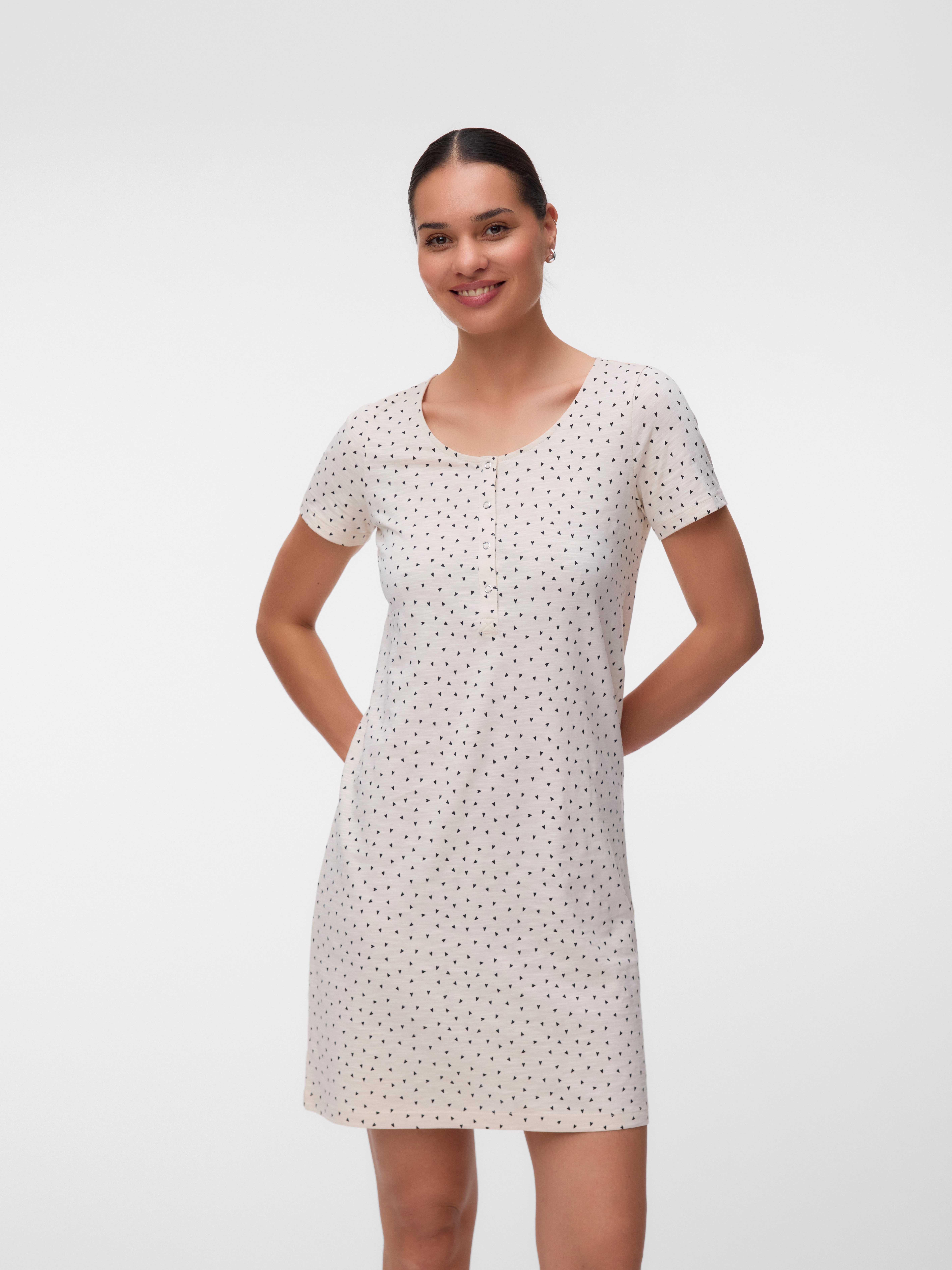Mamalicious Umstandsnachthemd MLMIRA STAR JRS NIGHTGOWN 2F A. E. NOOS Baumwolle, enganliegend