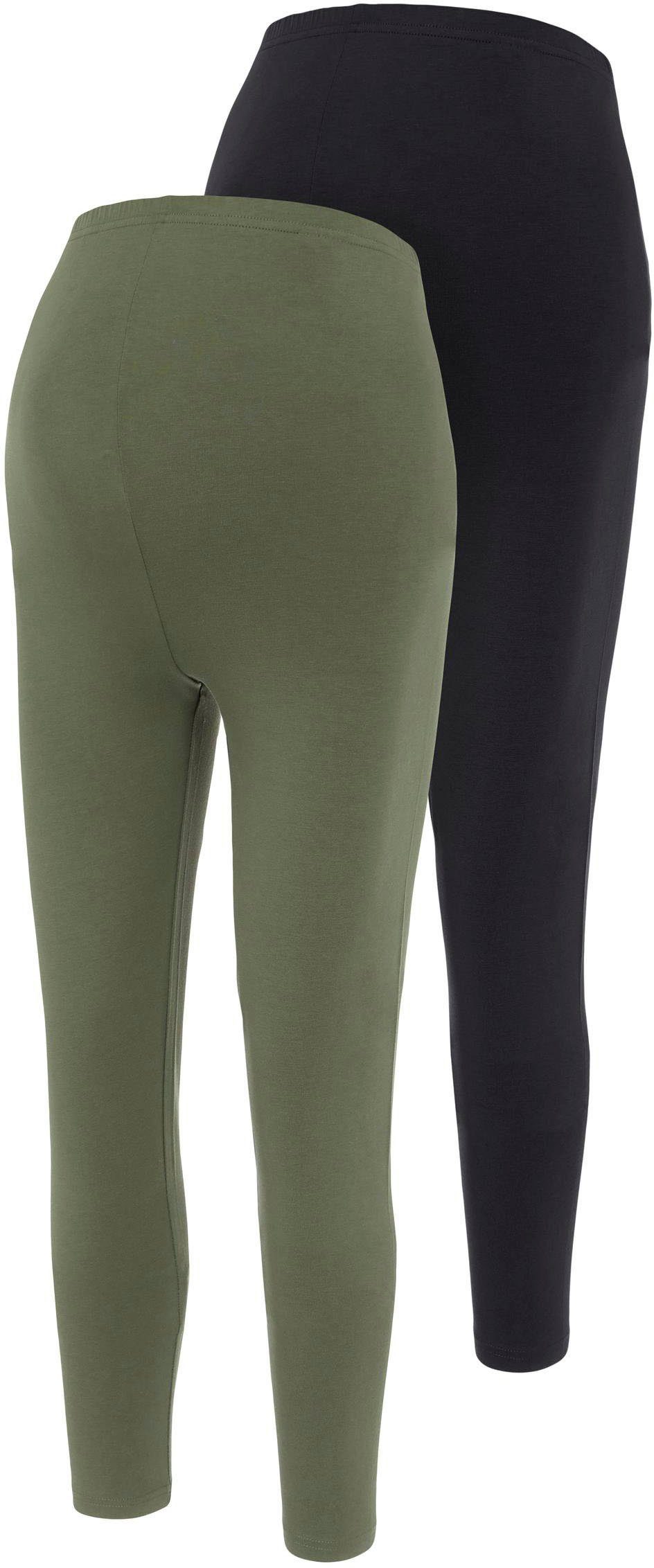 Mamalicious Umstandsleggings MLLEA (2-tlg) in körpernahem Fit schwarz, khaki