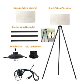 Daskoo LED Stehlampe Tripod Standleuchte Leselampe, inklusive Leuchtmittel, H156cm/Ø30cm, LED wechselbar, Warmweiß, 3000K, Standleuchte