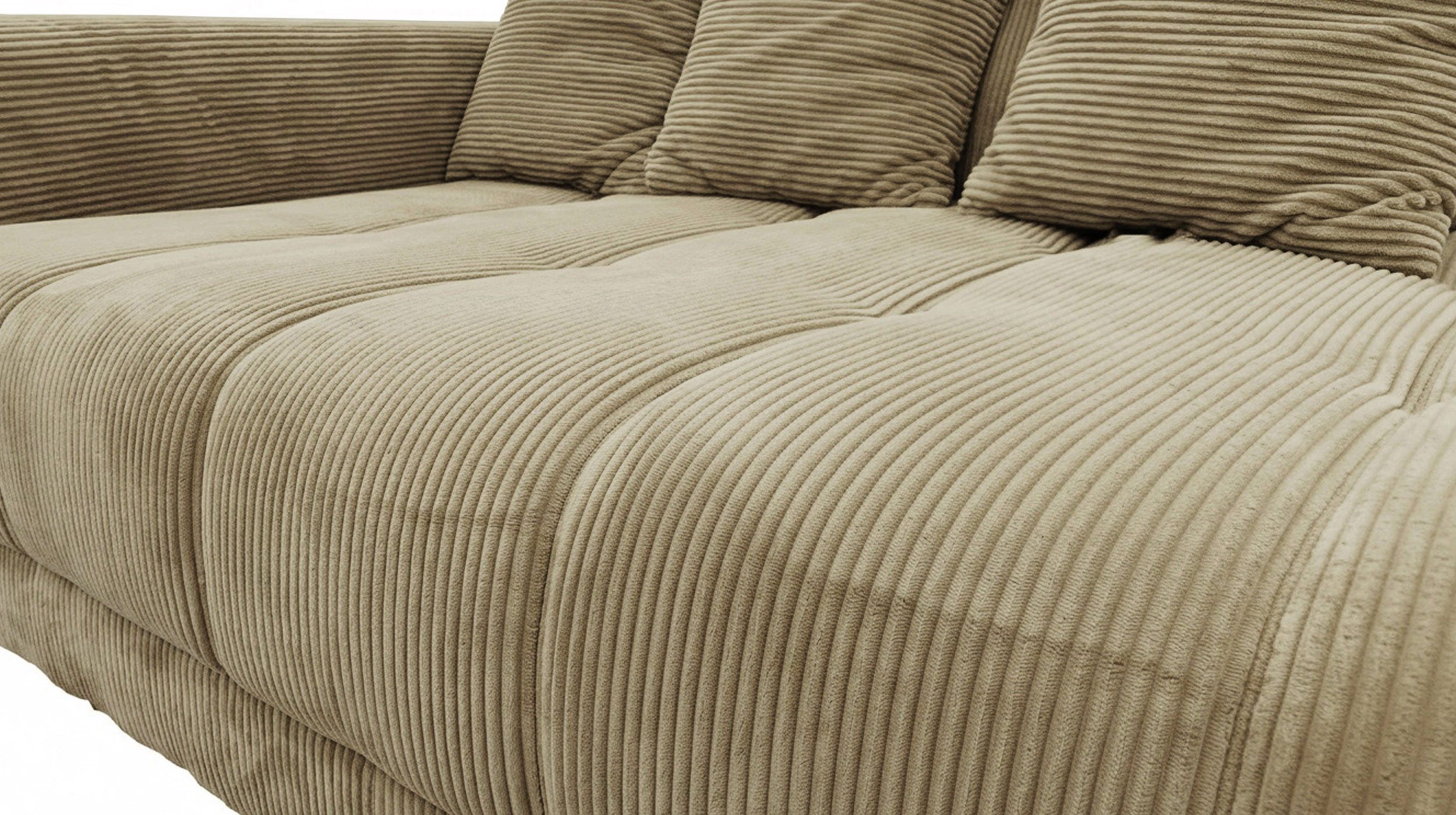 Massivart® Ecksofa Cord 300x215 cm / Nosagfederung / L-Form Cordsofa / ARTEMIS, inkl. Kissen-Set · frei im Raum stellbar – Bild 5 von 5