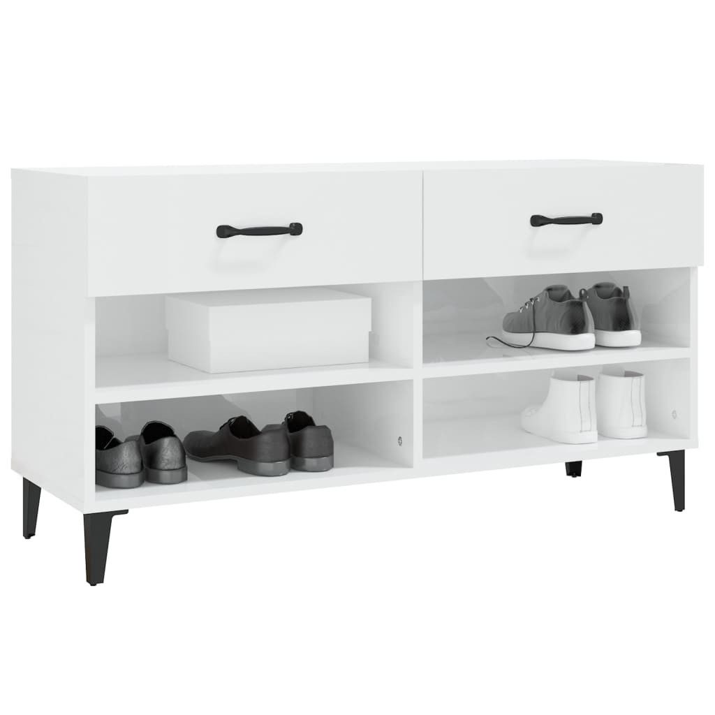 vidaXL Schuhschrank NA Schuhschrank Hochglanz-Weiß 102x35x55 cm Spanplatte