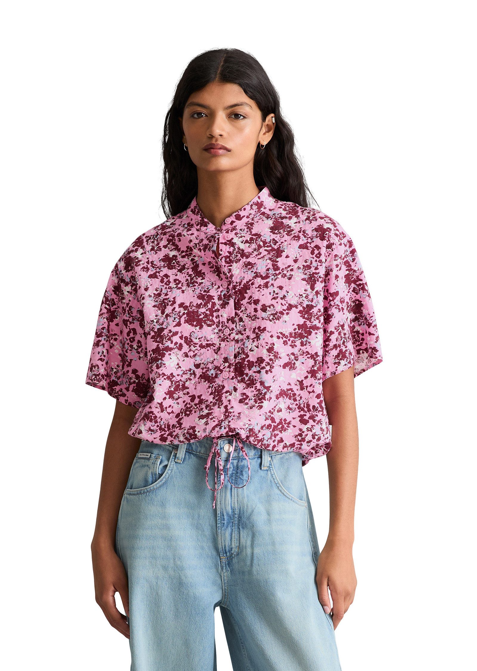 Marc O'Polo DENIM Kurzarmbluse aus bedrucktem Viskose-Mix