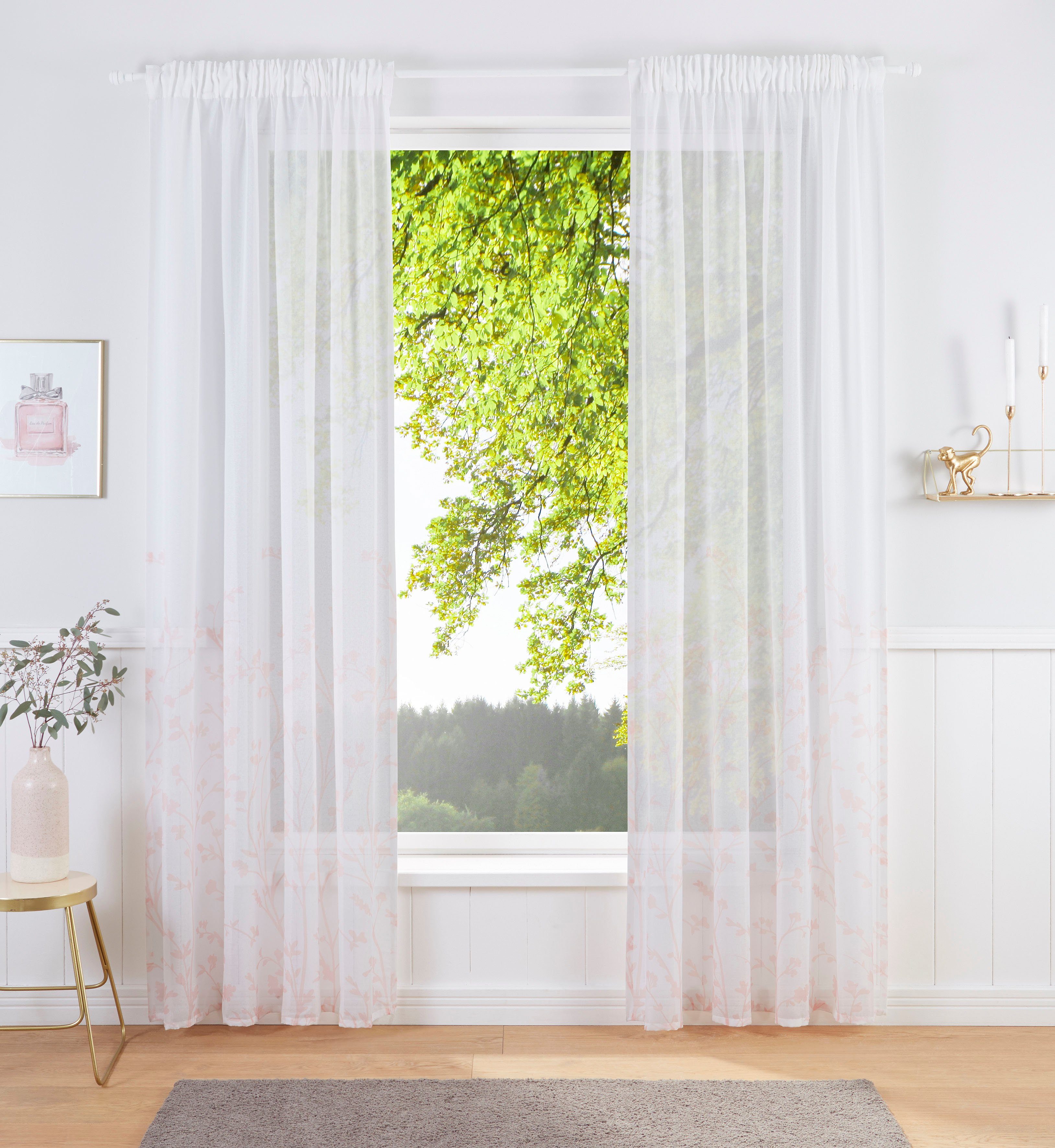 Yalinga, transparent, Halbtransparent, rosé my Gardine Multifunktionsband Polyester home, St), (1