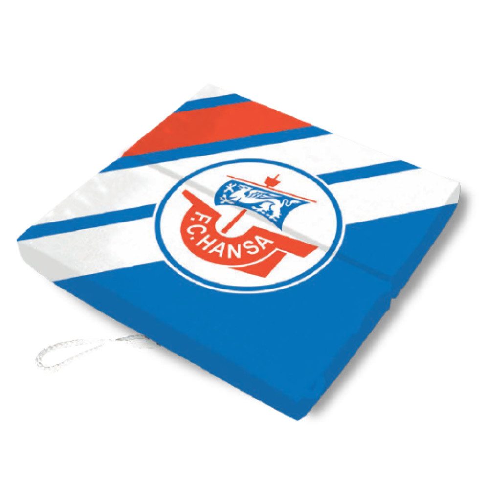 FC Hansa Rostock Dekokissen Hansa Rostock Retro Sitz-Klappkissen Streifen