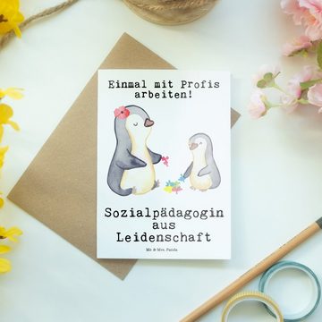 Mr. & Mrs. Panda Grußkarte Sozialpädagogin Leidenschaft - Weiß - Geschenk, Karte, Geburtstagskar, Matte Innenseite