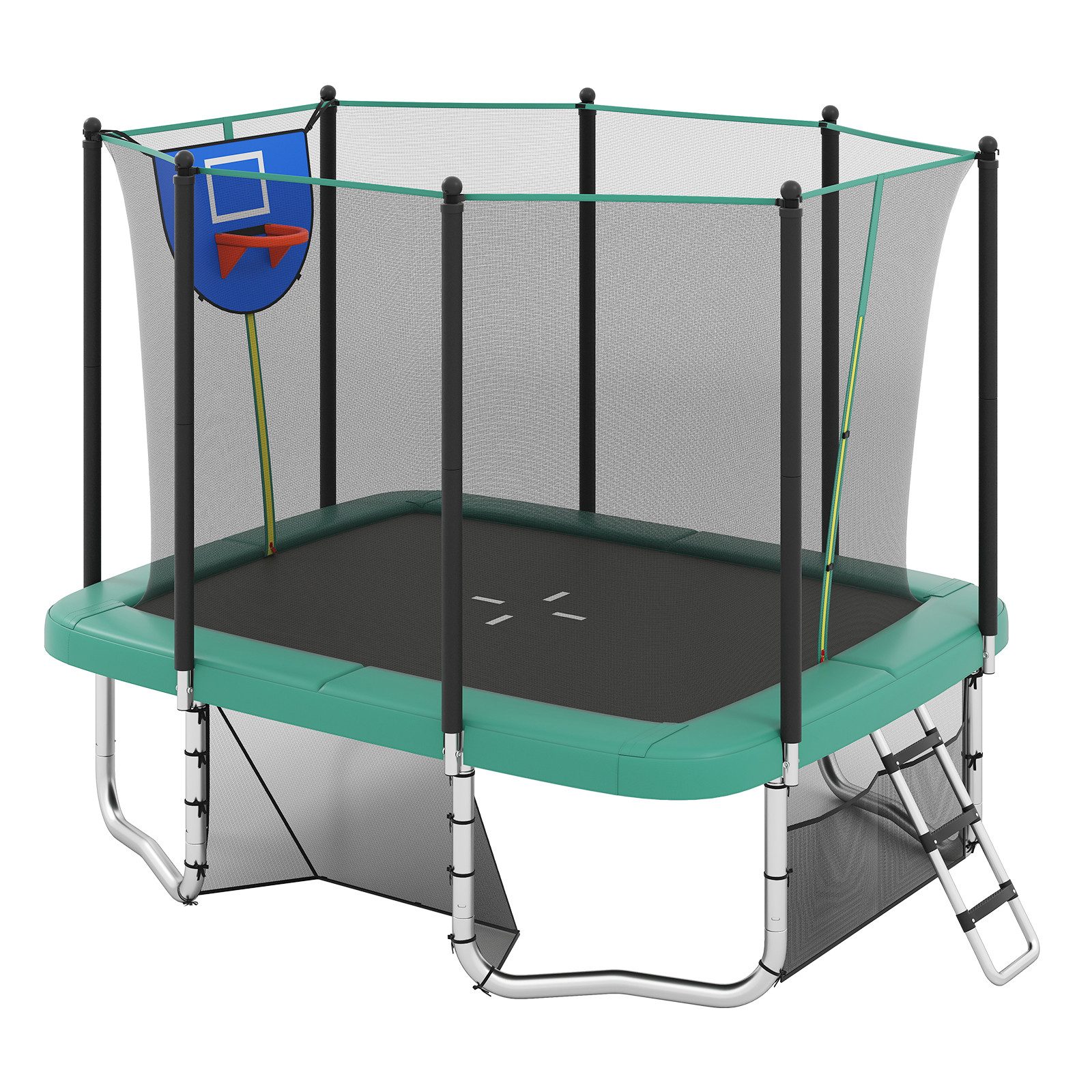 COSTWAY Gartentrampolin, (1 tlg), Trampolin, Kindertrampolin, mit Leiter, Basketballkorb