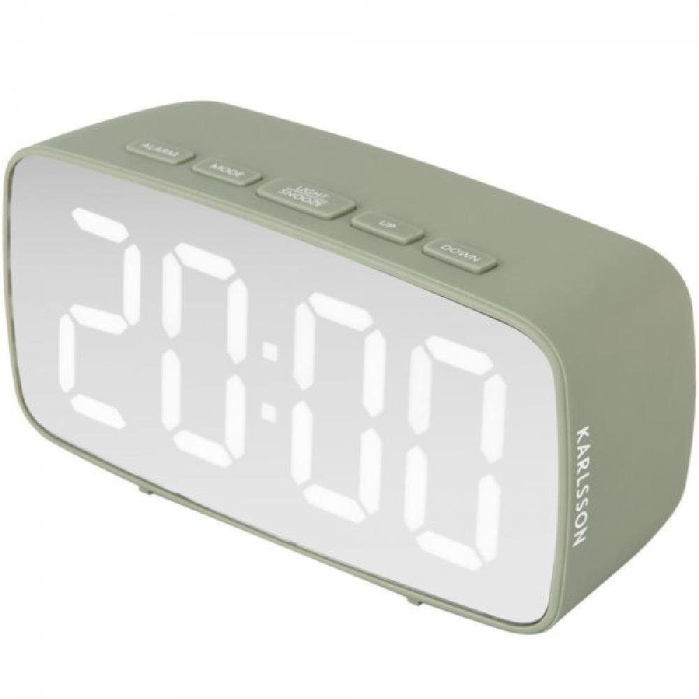 Karlsson Uhr Wecker Silver Mirror LED Oval Jungle Green günstig online kaufen