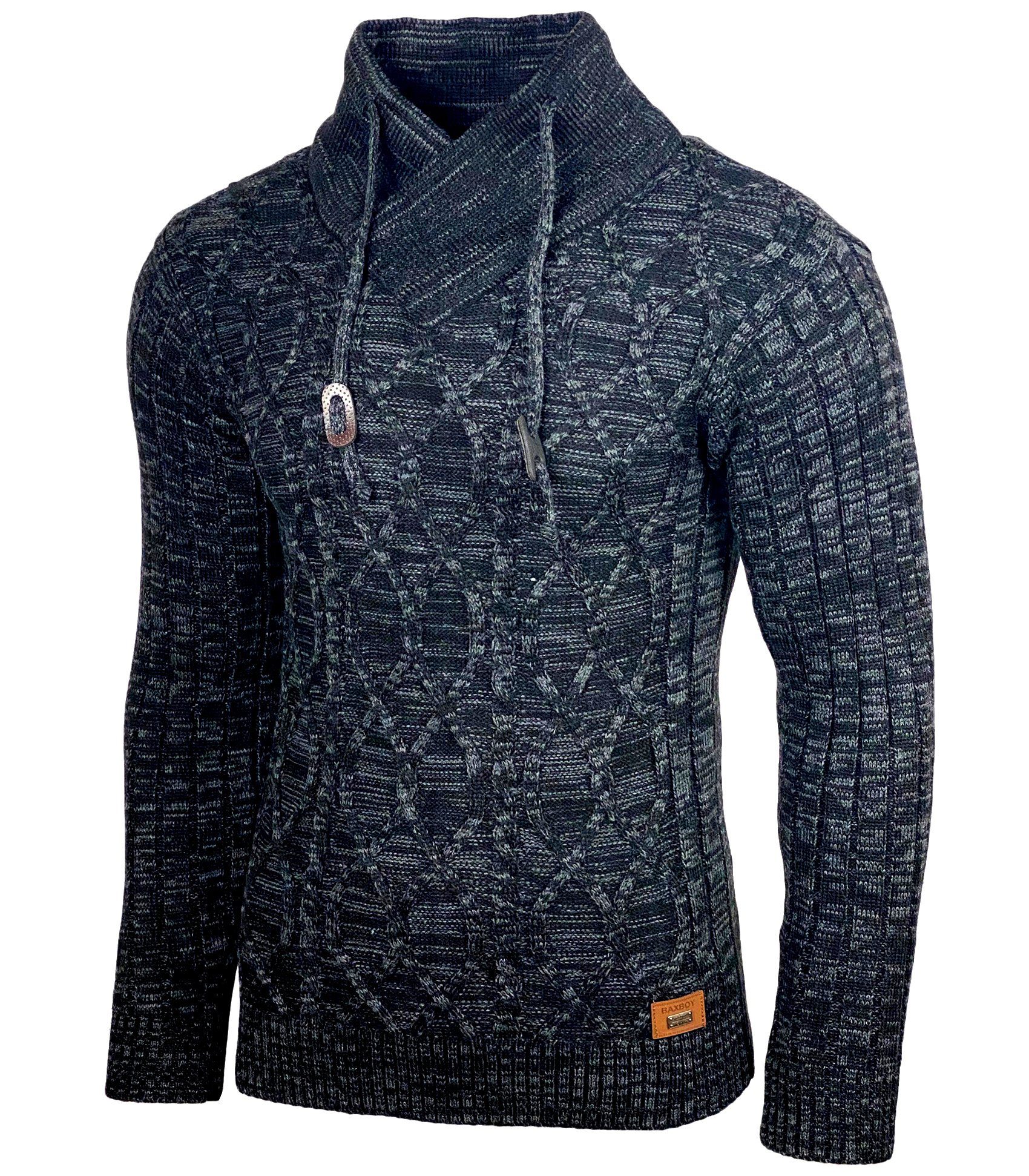 Pulli Pullover B-292 Herren Baxboy Stehkragen Meliert Winter-Freizeit Strickpullover Baxboy