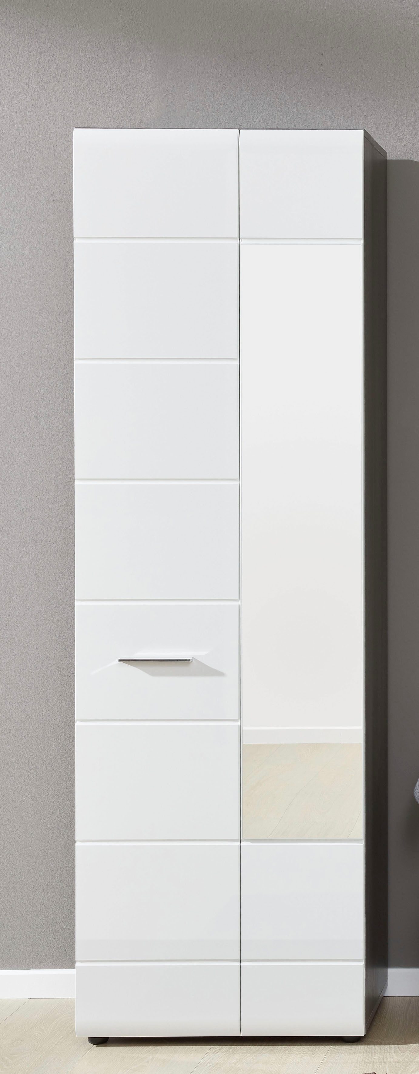 Home affaire Garderobenschrank Sovana Garderobenschrank mit 2 Türen & Spiegel - (B/T/H) 60/36/191 cm