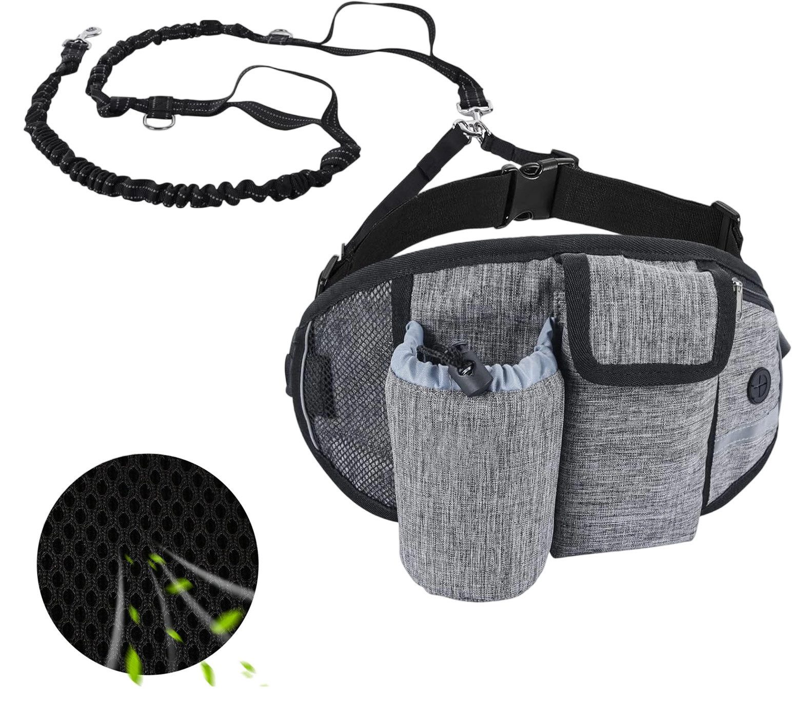 REDOM Joggingleine Gürtelleine Hands-Free Hundeleine Laufleine für Hunde, Oxford-Stoff (Laufgurt Laufleine mit Elastischer Pufferleine Bungee und reflektierendem Band, 1-tlg., verstellbar ideal für Joggen Wandern), Reflektierendem Leinen-Set für Hund bis 30kg