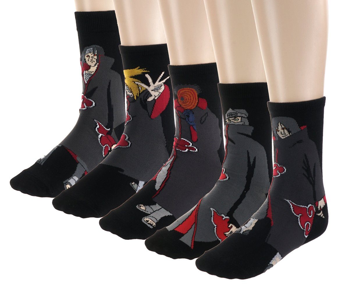 GalaxyCat Strümpfe Socken Set für Naruto Fans, 5 Paar, Größe 40 - (10-Paar) 5-er Socken Set mit Akatsuki Mitgliedern