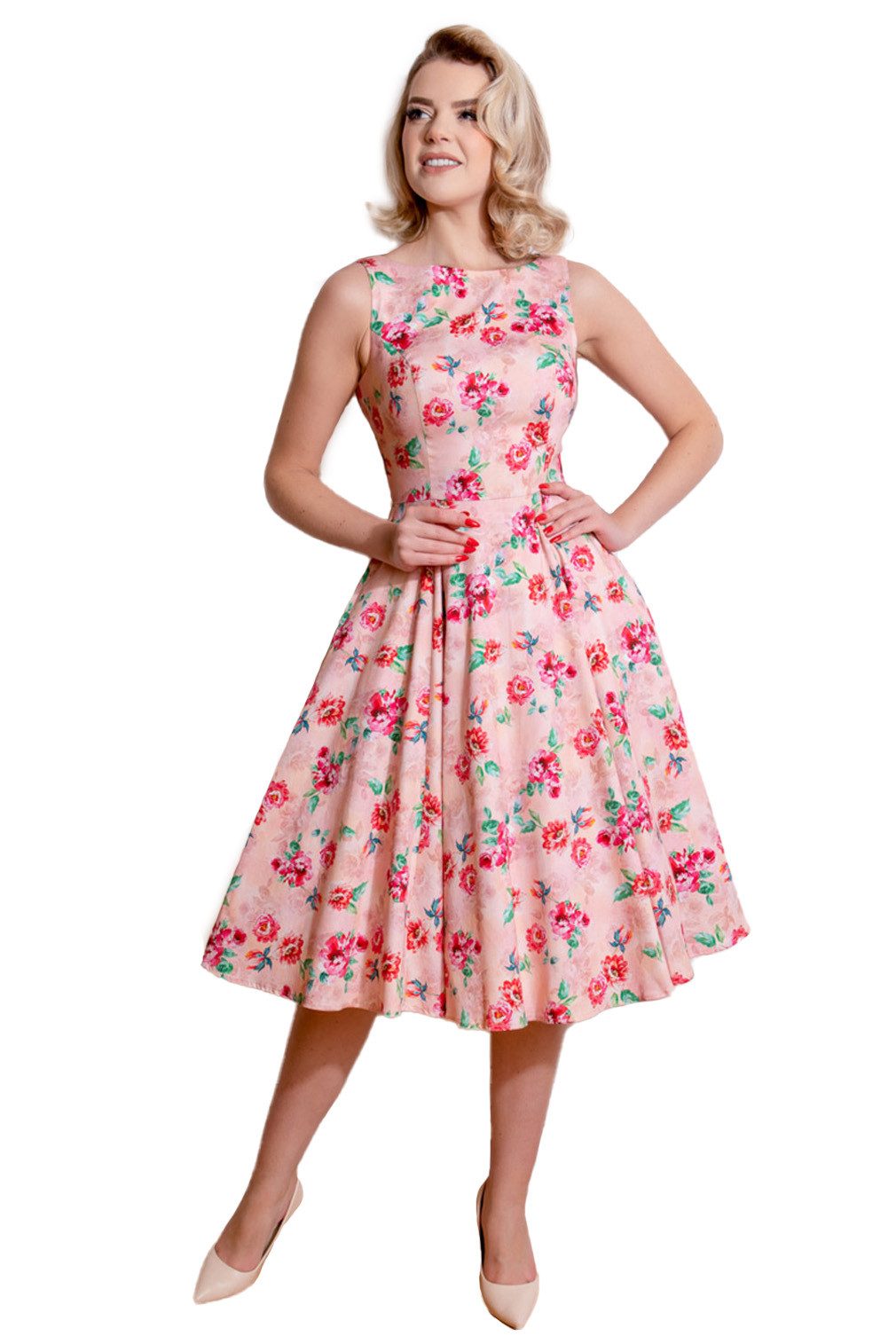 Hearts & Roses London A-Linien-Kleid Leah Floral Swing Dress Rockabella Vintage Retro