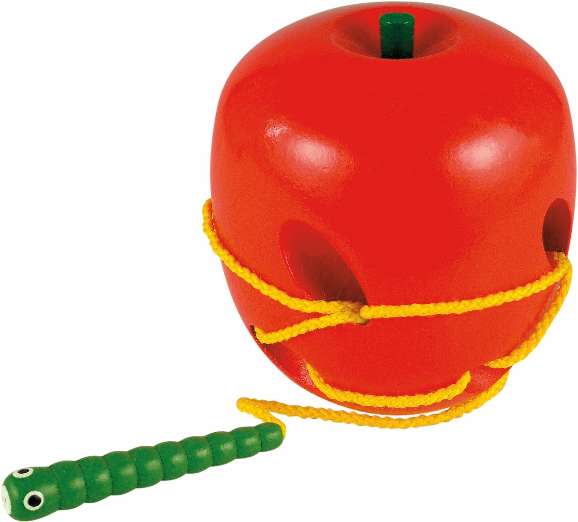 Woodyland Lernspielzeug Holz Fädelspiel "Apfel mit Wurm". Fördert die Feinmotorik (1-St), Fördert die Feinmotorik