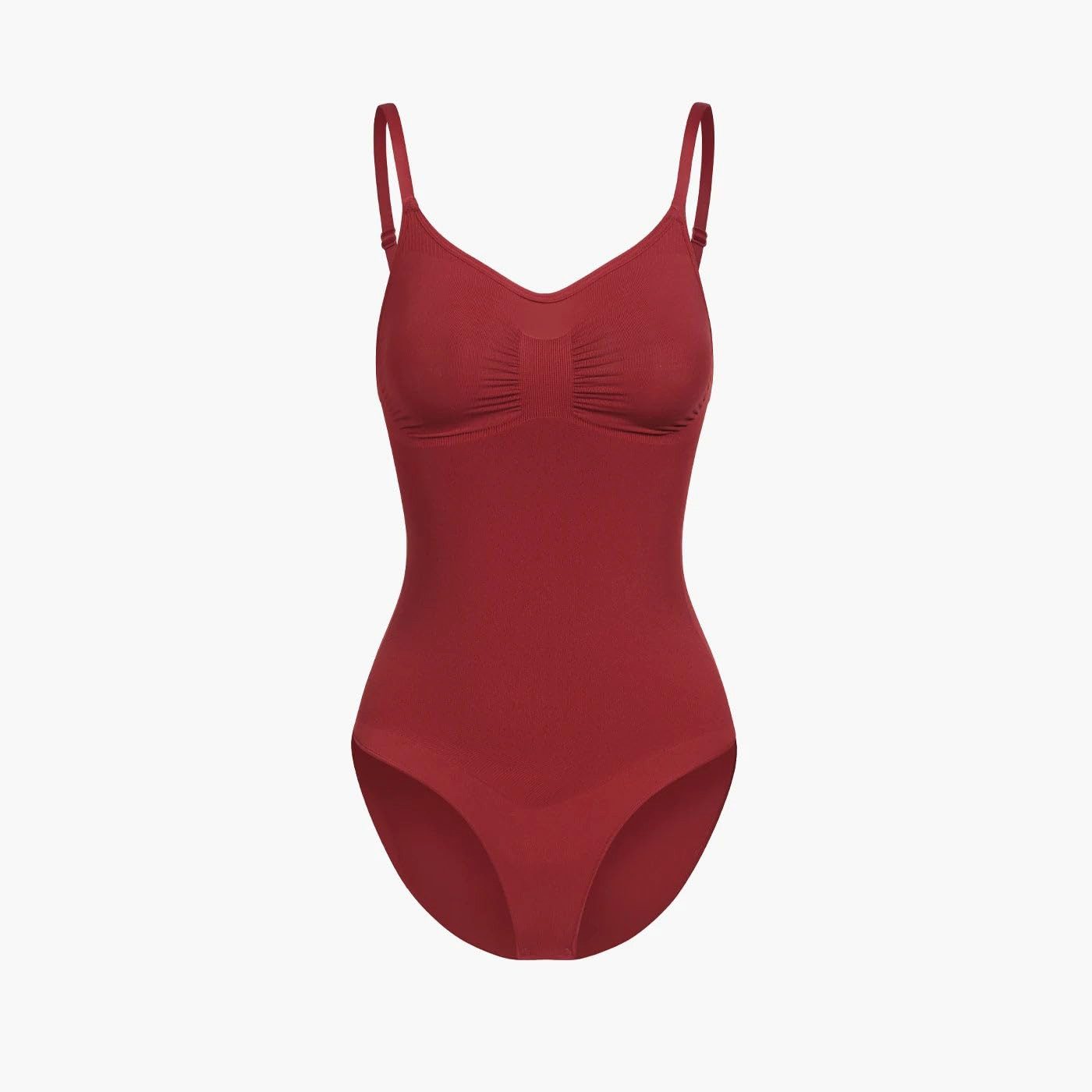 cfab (creamy fabrics) Miederbody Bodysuit Sculpting Shapewear mit Slip-Wine Red-5XL (1-tlg) Figurformend