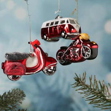 MARELIDA Christbaumschmuck Weihnachtsbaumschmuck Motorrad Weihnachtskugel H: 6,5cm Geschenk rot