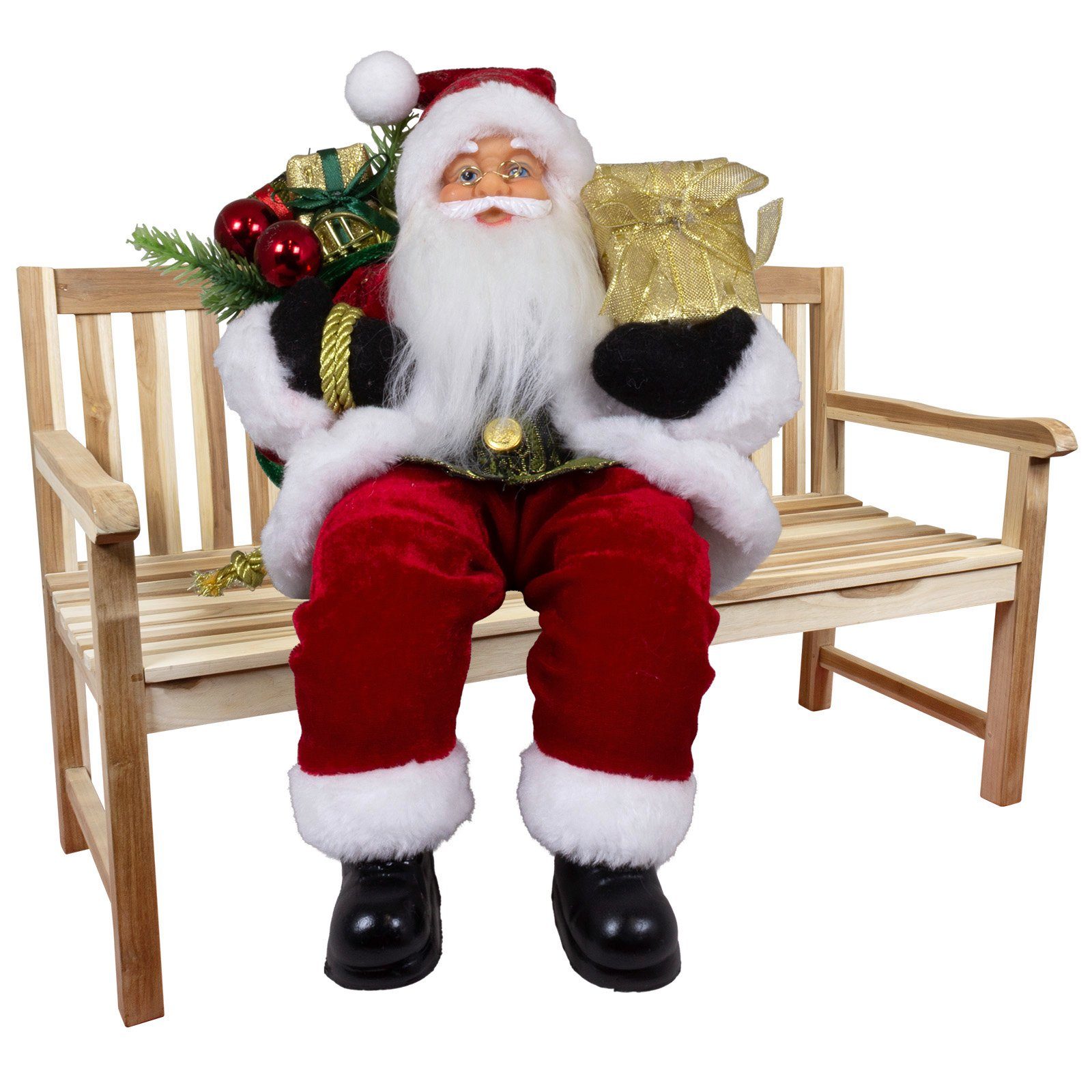 Paradise St., 30cm, Thoralf Christmas / 45cm rot, Weihnachtsdeko), sitzend (Dekofigur 1 Weihnachtsmann Hinsetzen zum Kantenhocker