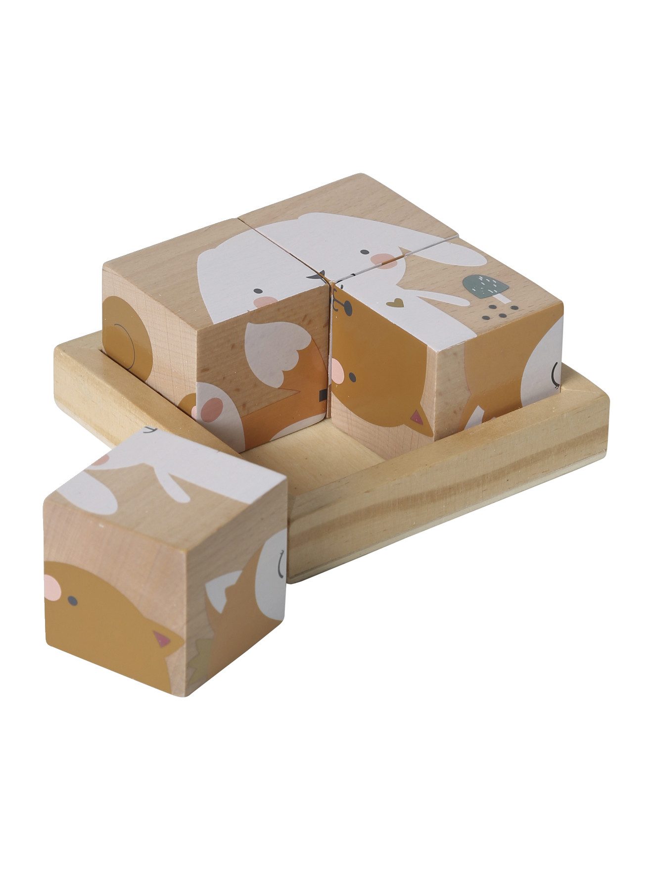 vertbaudet Puzzle Baby Würfelpuzzle MÄRCHENWALD, Holz, Puzzleteile