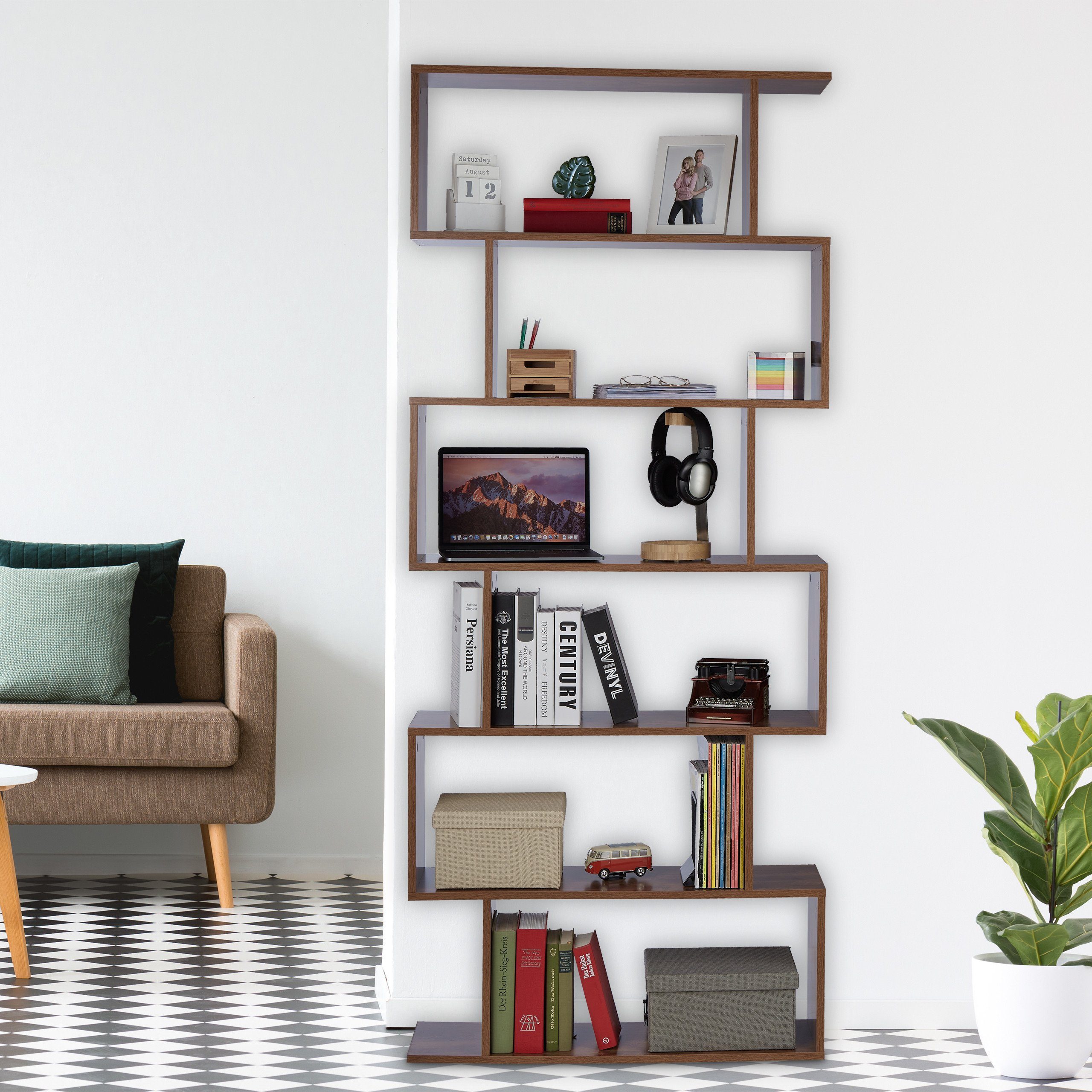 relaxdays Bücherregal Hohes Bücherregal braun günstig online kaufen