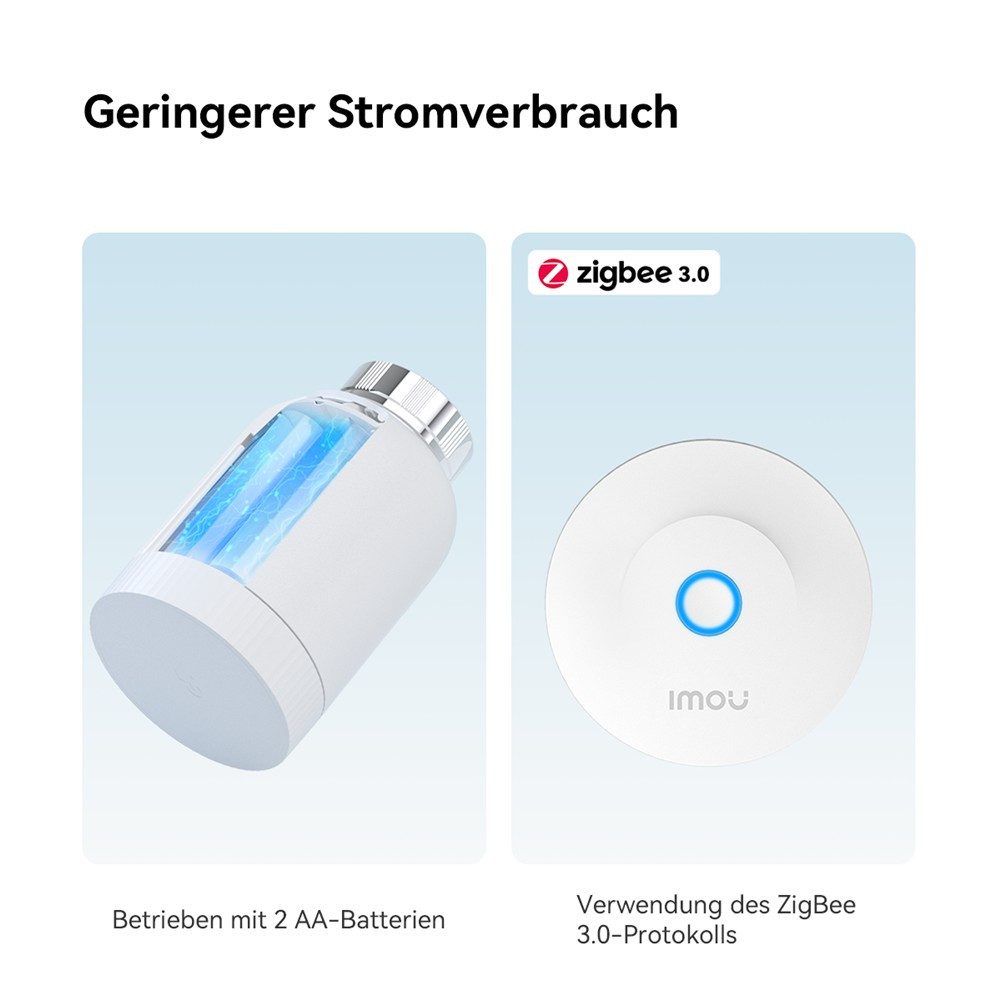 Imou Heizkörperthermostat TRV1 Smart, ZigBee 3.0, App-Steuerung, Fenstererkennung, Geofencing, (inkl. Adapter-Set) Smart Home, Weiß