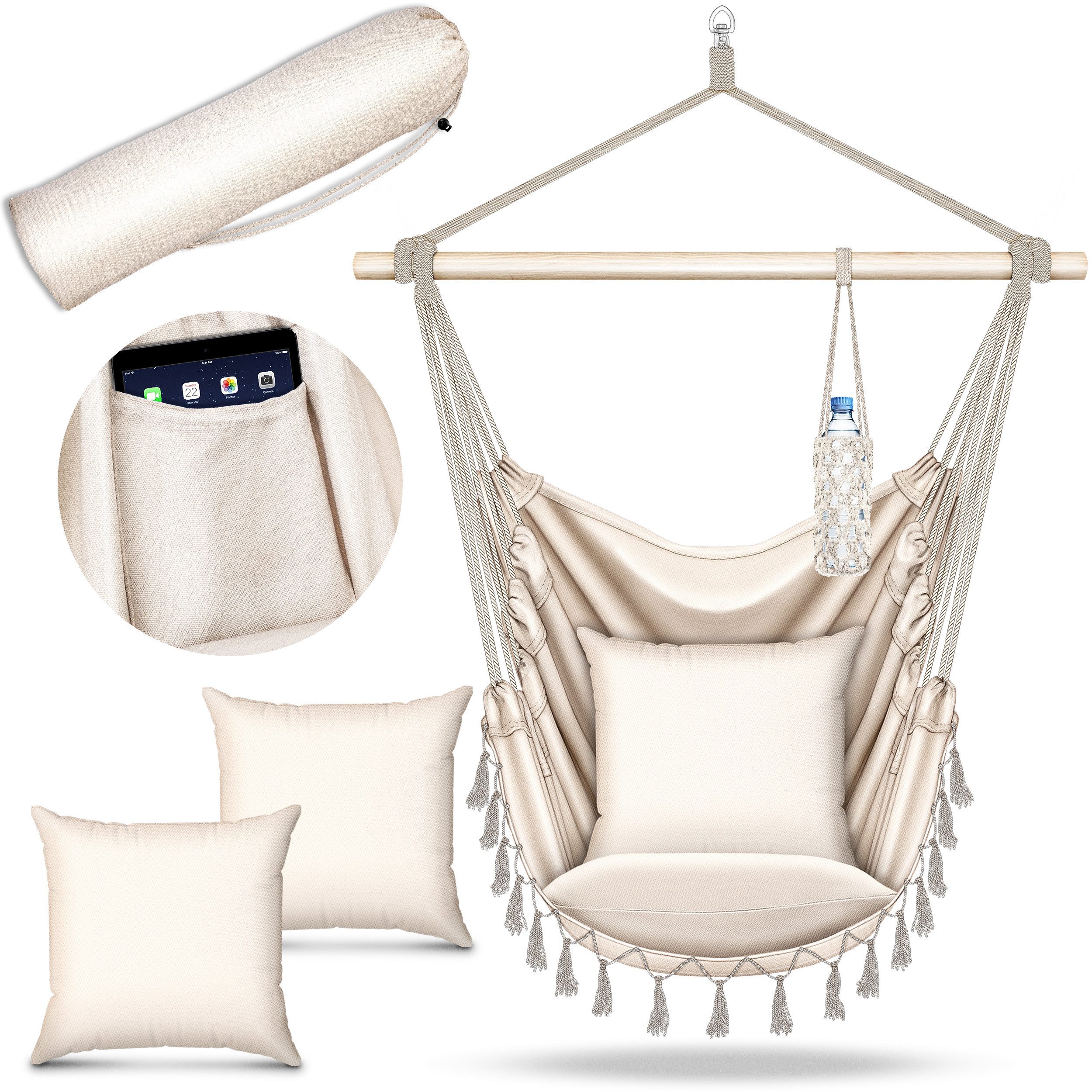 tillvex Hängesessel tillvex® Hängesessel mit 2 Kissen Hängestuhl Hängeschau günstig online kaufen