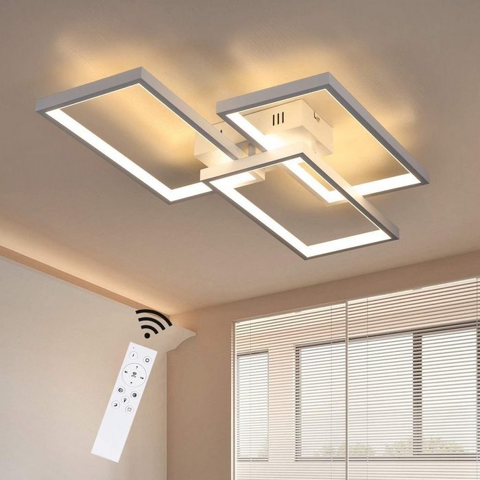 ZMH LED Deckenleuchte dimmbar mit Fernbedienung 63W Weiße Wohnzimmerlampe LED fest integriert