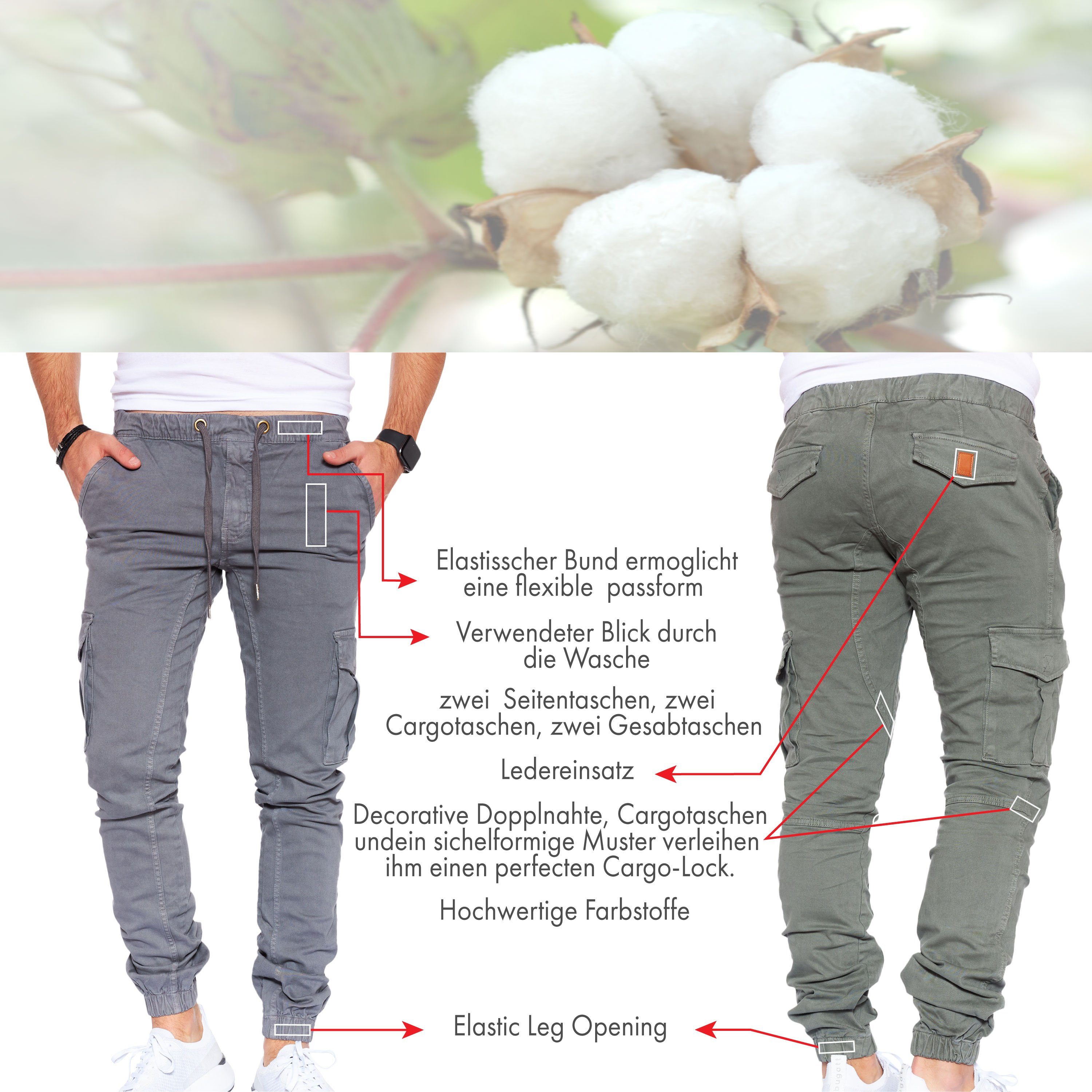 Styleko Cargohose Slim fit Cargohose Herren Cargohose männer Cargohose für Herren Jogger