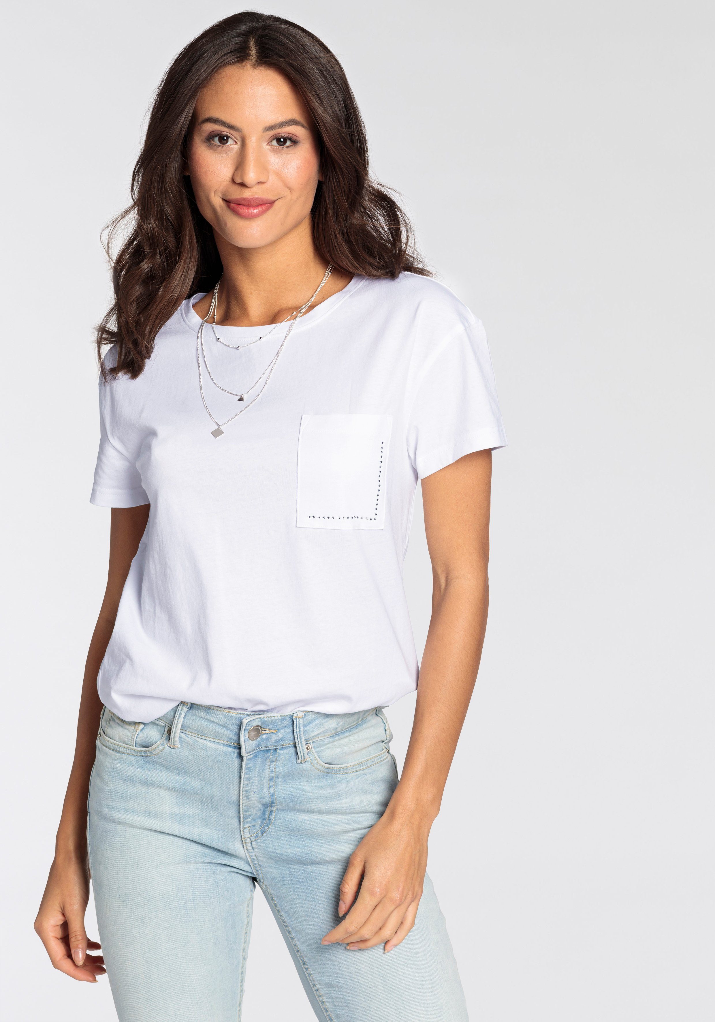 Laura Scott T-Shirt mit eleganter Glitzertasche - NEUE KOLLEKTION