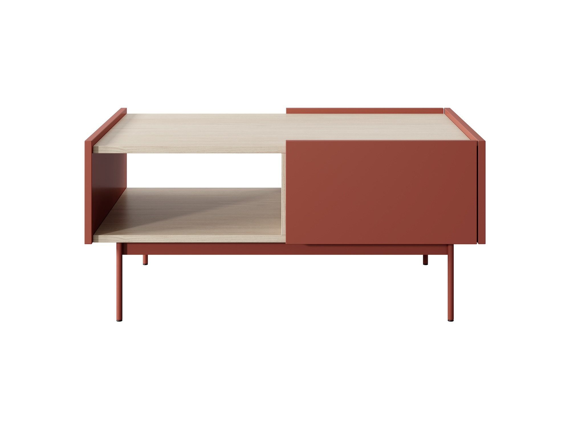 Feldmann-Wohnen Couchtisch Color (Color, 1-St., Couchtisch), 97x65x45cm, Keramikrot, Eiche Linea, grifflos