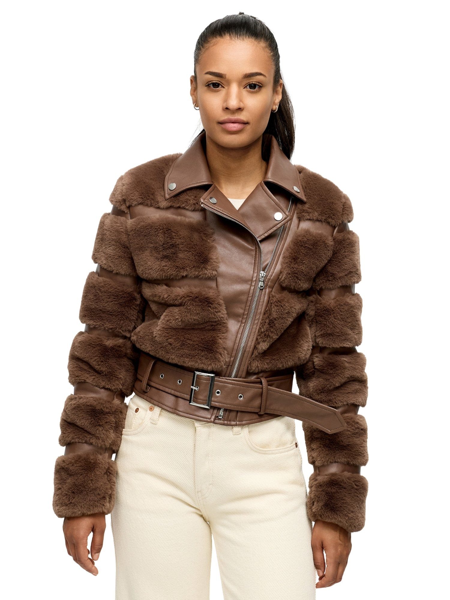 Tazzio Winterjacke F800 mit Gürtel & coolen Reverskragen